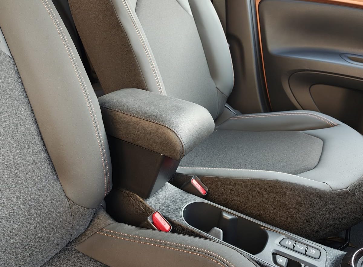 WOOD COMPANY Bracciolo Compatibile con TOYOTA AYGO X (versione 2026) in Ecopelle Nera con ampio portaoggetti e cuscino regolabile in lunghezza