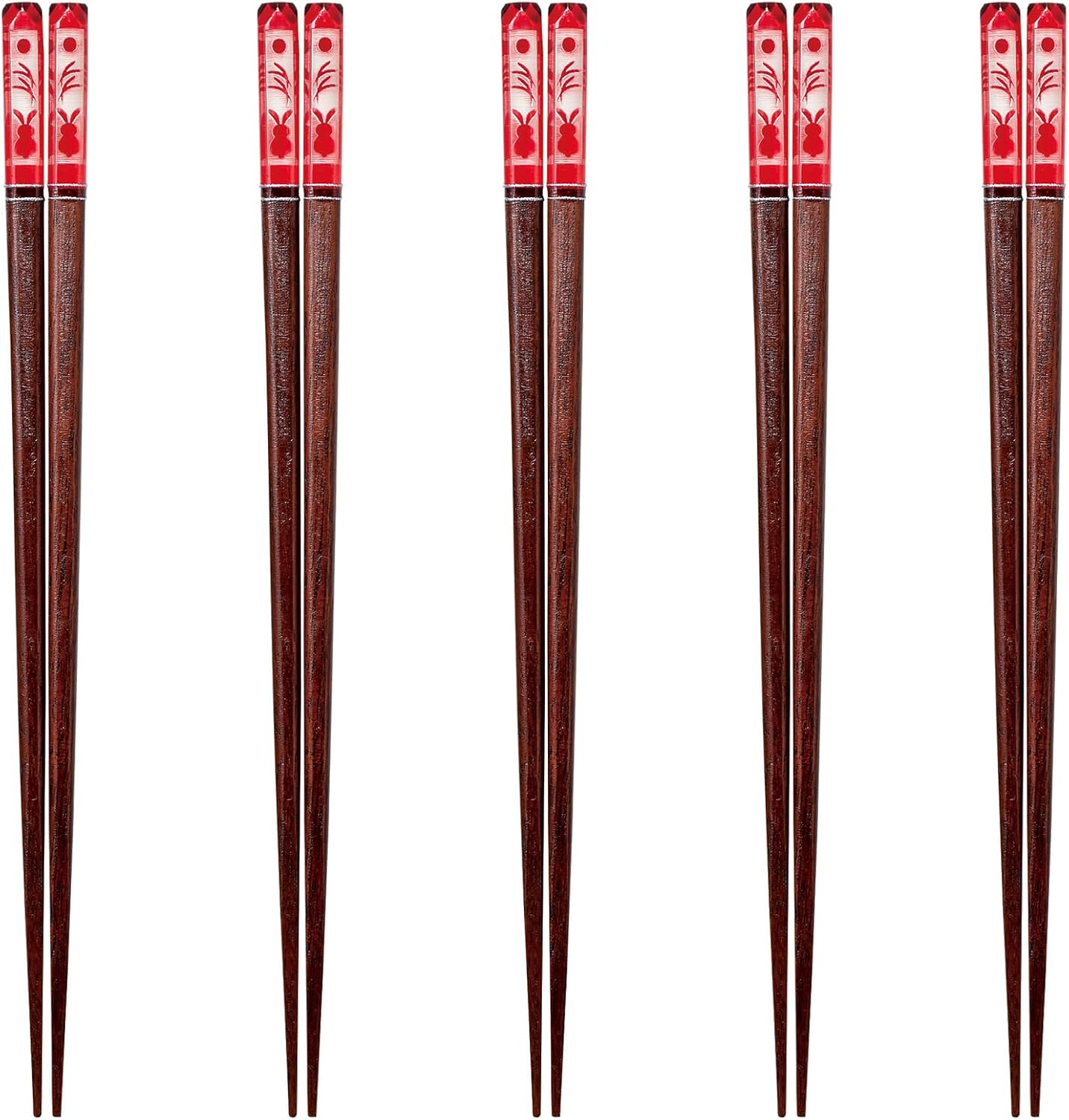 J-kitchens 来客の席 箸 5膳 セット アクリル樹脂 天然木製 おもてなし 家庭用 まとめ買い お箸 日本製 OM-H-3