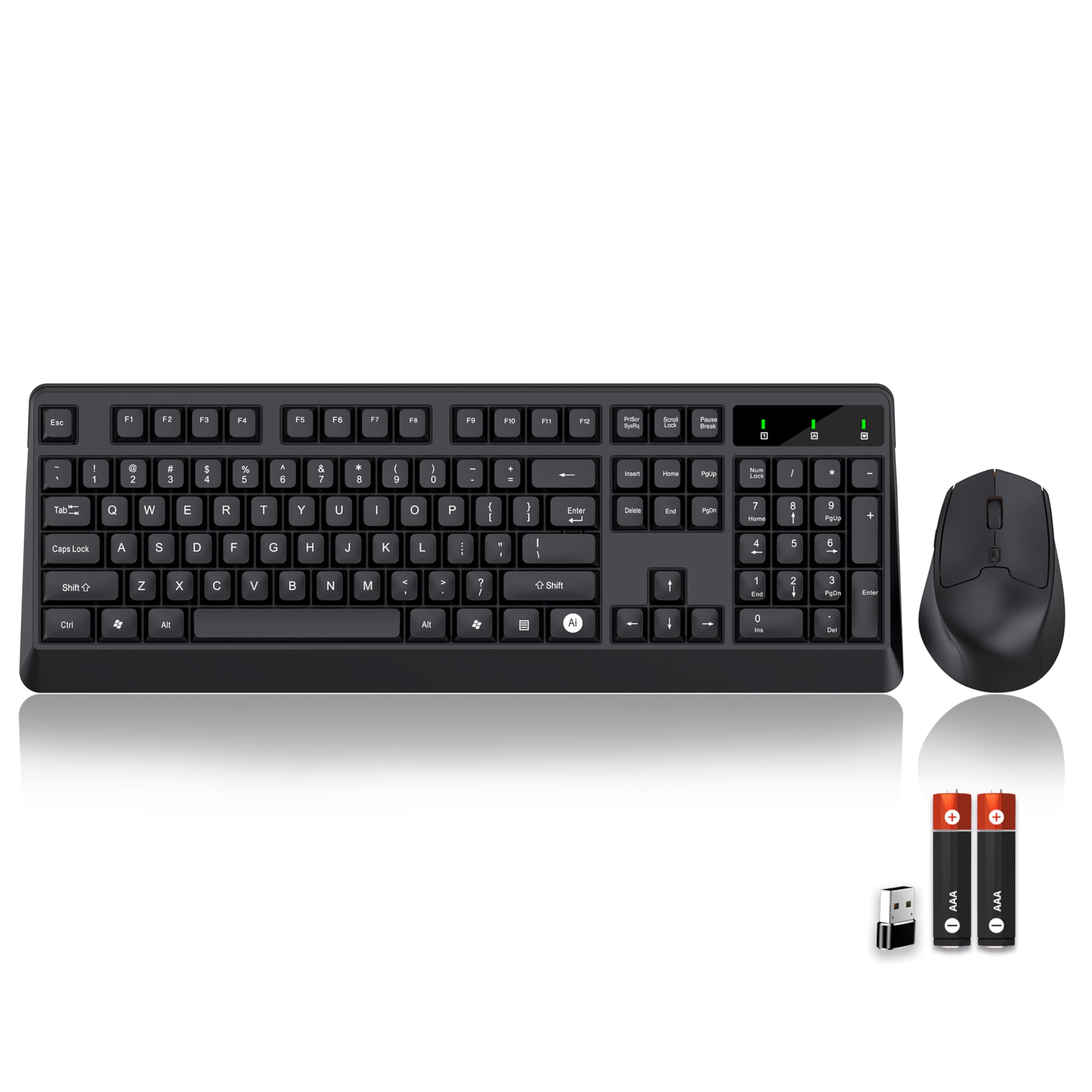 Ant MASTER35 Wireless Keyboard and Mouse Combo, 2.4GHz Full Size 104 Keys with AI Shortcut Key, Ergonomic 6 Button Mouse with Adjustable DPI, Single USB Receiver, Plug & Play for PC Laptop Mac – Black-image-39