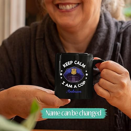 Miniatura 2 de Keep Calm I Am A Cop Mug, Customized Police Captain Gift With Name, Policeman Ceramic Cup, State Trooper Pottery Mug, Cop Porcelain Cup From Family,