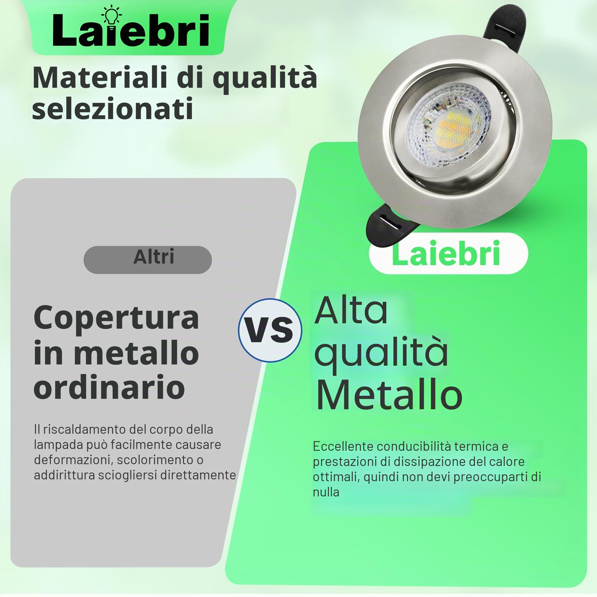 Faretti LED da incasso, 230V, dimmerabili, 6W, IP44, diametro 68mm, orientabili a 38°, temperatura colore 3000K/4000K/6000K, per bagno, faretti piatti da incasso, Nichel, 6er