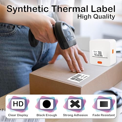 Miniatura 3 de 300 etiquetasrollo x 3 Etiquetas térmicas Lemketan de 1.57 x 1.18 pulgadas (1.575 x 1.181 in), sin tinta, a prueba de desgarros, impermeables, no se