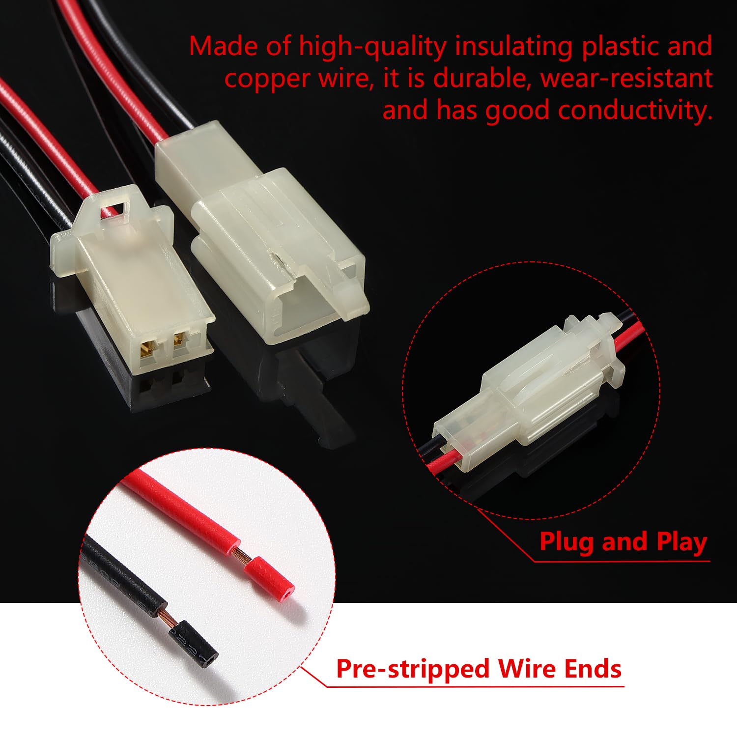 YIXISI 6 works 2.8mm 2 Pin Automotive Electrical Wire Connectors, Male and Female Housing Connector with 140mm 20 AWG Cable - Image 3