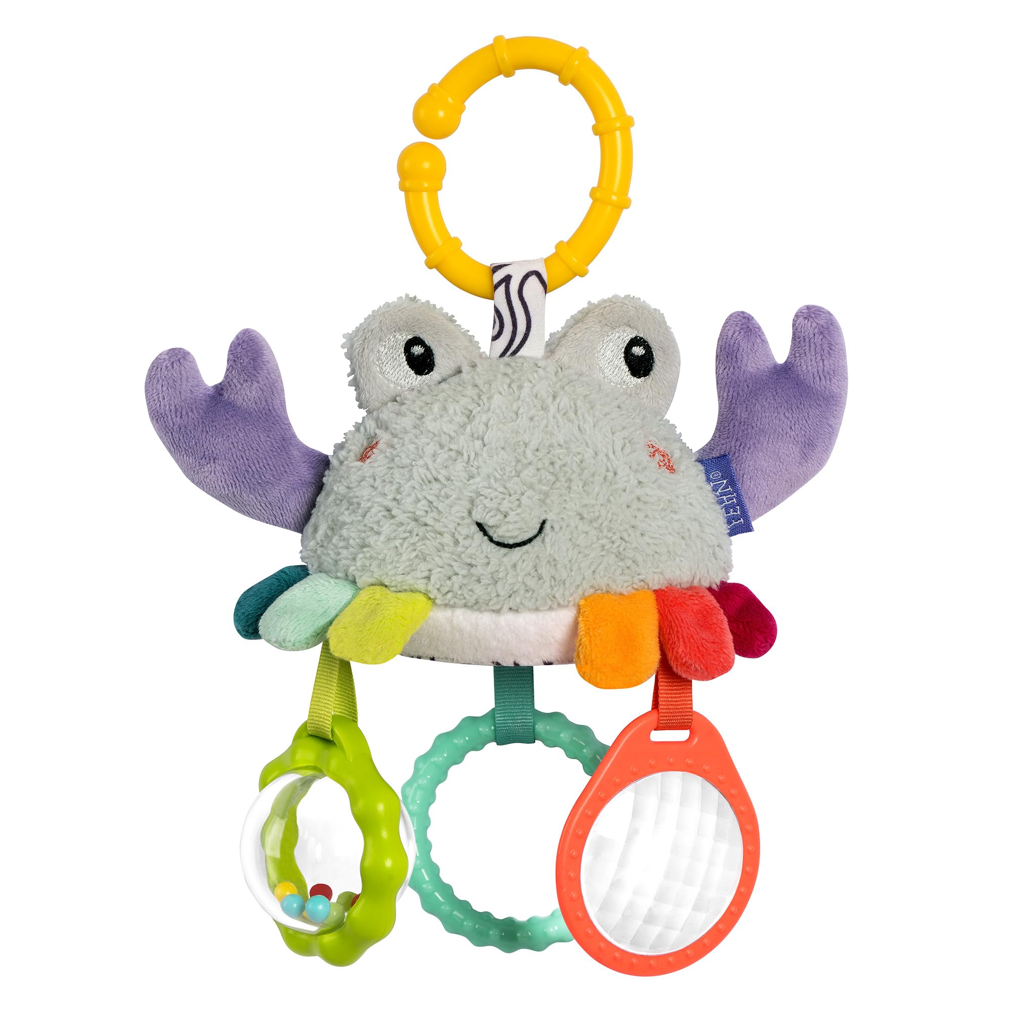 Fehn Mini-Mobile Krabbe – Motorikspielzeug Zum Aufhängen für Kinderwagen, Kinderbett und Babyschale – Zum Beißen, Greifen und Geräusche erzeugen – Spielzeug für Babys und Kinder AB 3+ Monaten
