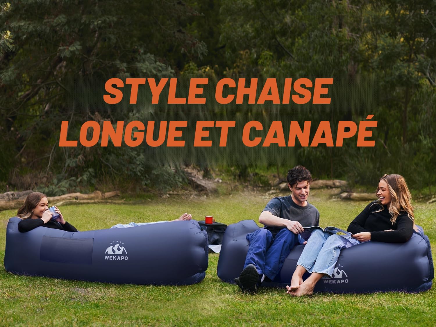 WEKAPO Chaise Longue Gonflable – Accessoires de Camping et de Plage, canapé Gonflable Portable pour la randonnée, la pelouse, Les Films d'intérieur/extérieur et Les Festivals de Musique. Hamac
