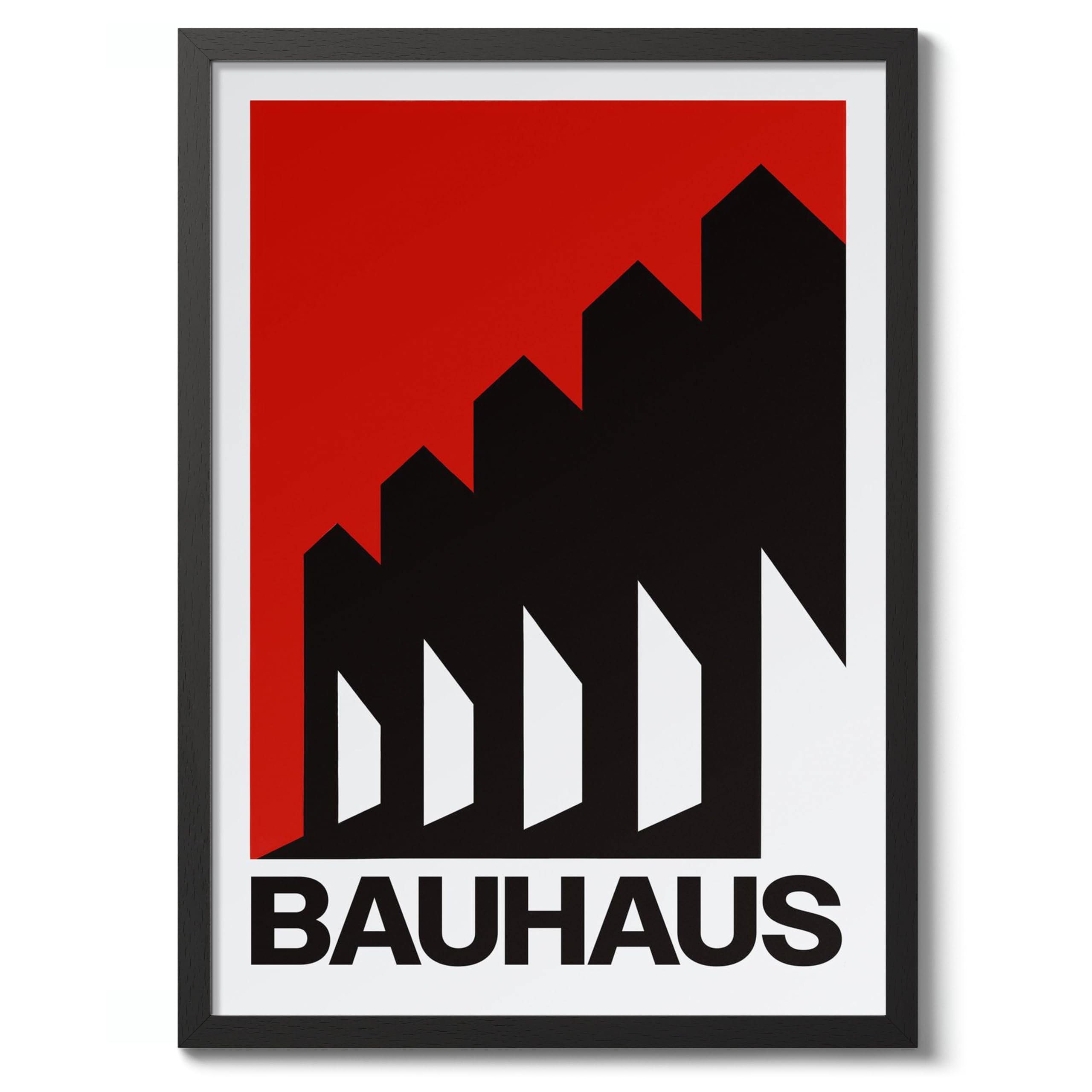 Architectural Shadows Poster, Bauhaus Mid-Century Modern Print, Retro Abstract Wall Art, A4 (Black Frame) - 32.7x24.1cm โ image 1