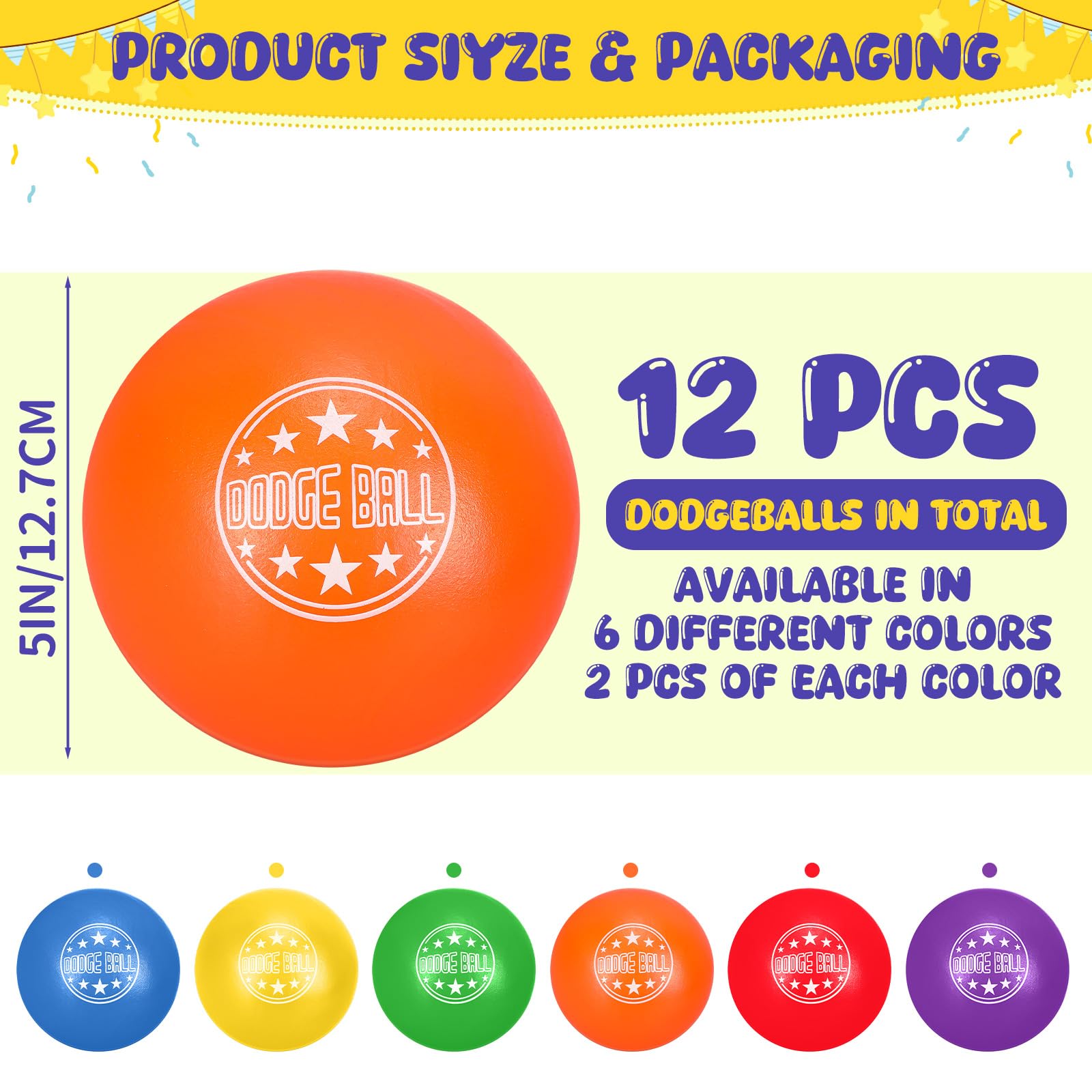 Jerify Dodgeball-Set aus Schaumstoff, 12,7 cm, weiche Haut, Spielplatz-Dodgeballs, sperrig, Schaumstoff mit geringer Dichte, für nicht stechende Dodgeball-Sportgeräte für Kinder und Erwachsene, 12