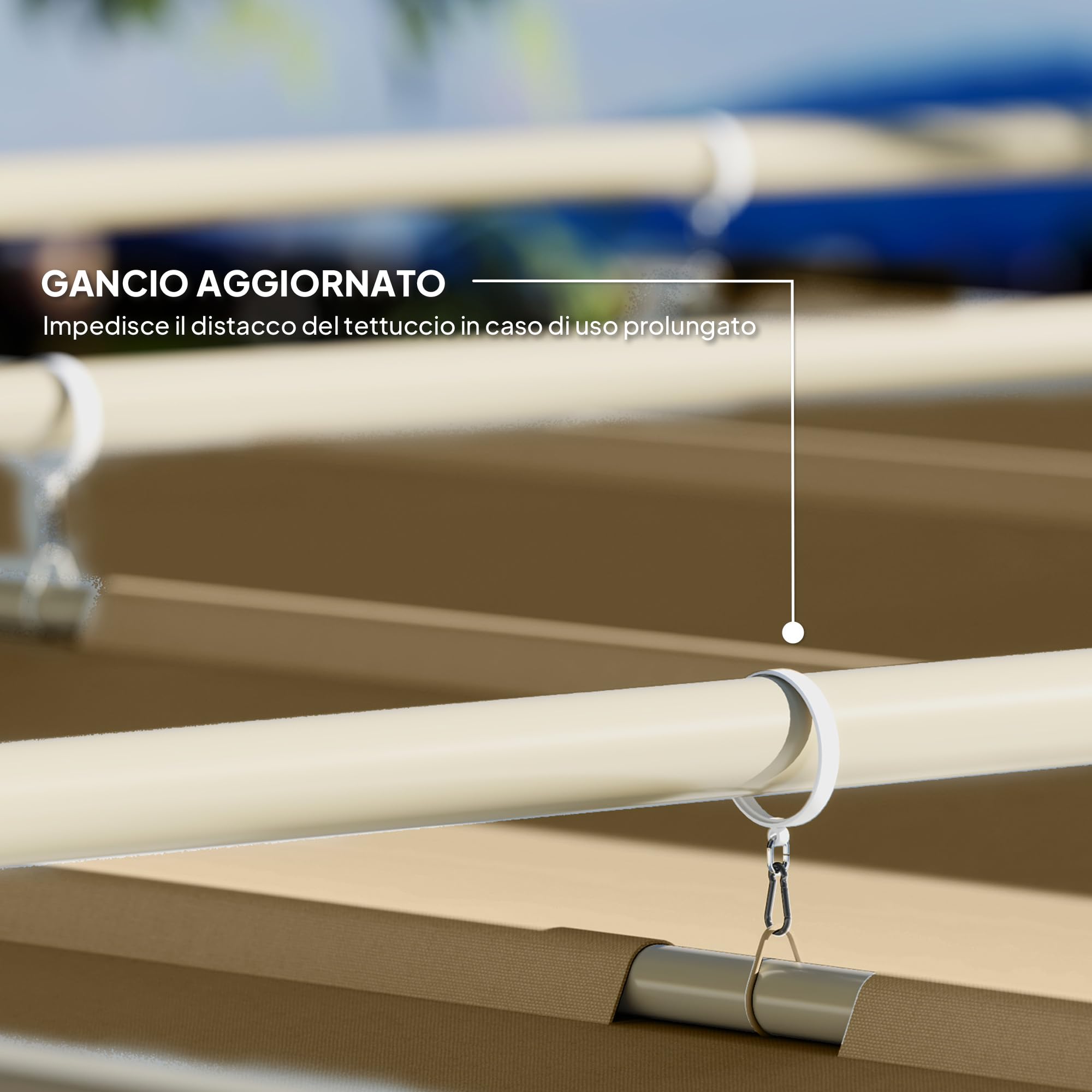 Outsunny Gazebo Pergola 3x3 m Pergolato,Telo Richiudibile Retrattile, Cachi | Telo Resistente, Struttura in Metallo, Pergola per Giardino, Terrazzo, Balcone, Veranda, Patio, Piscina, Esterno