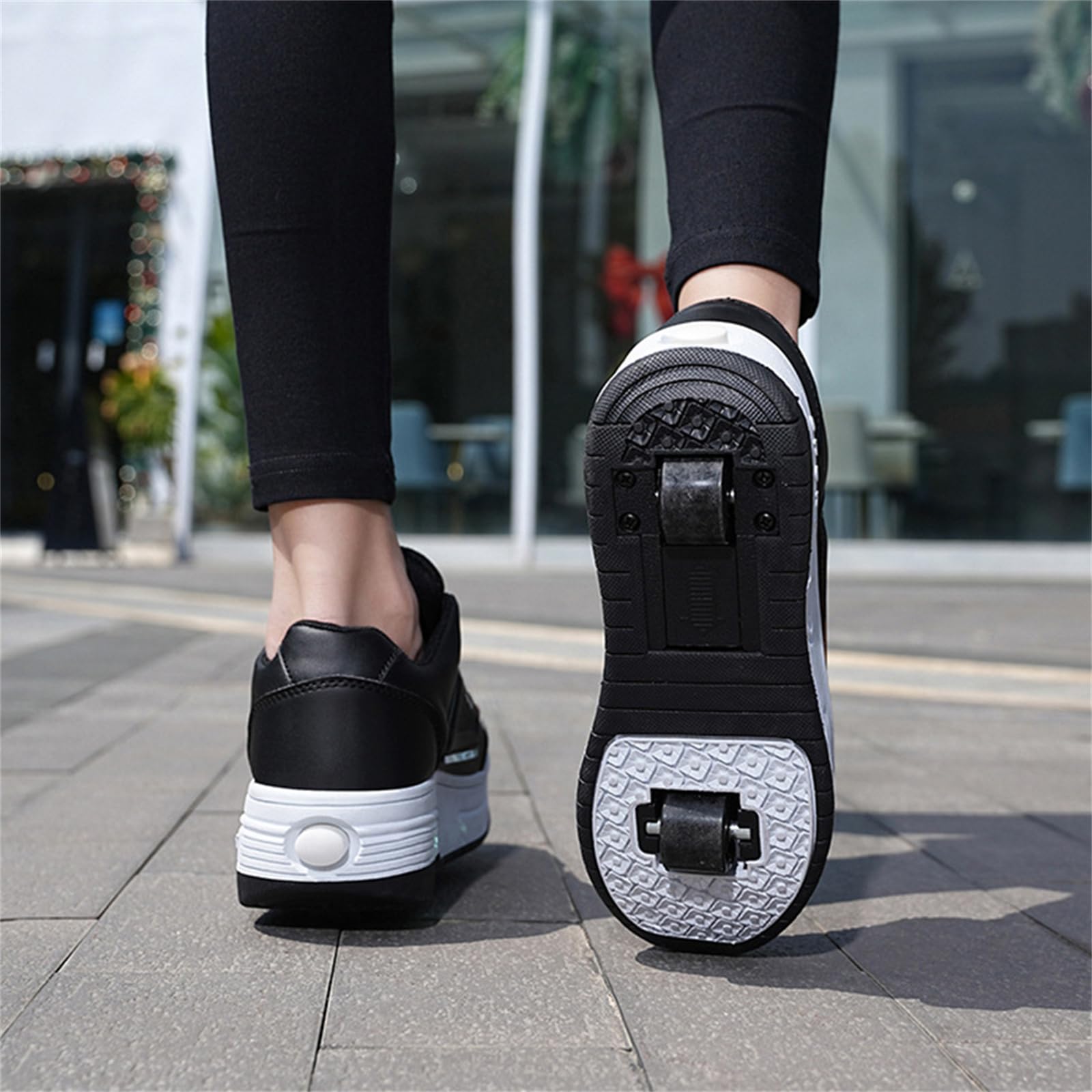Mateju Patins à roulettes 2 en 1 Enfant Rétractable avec 2 roulettes Chaussures de Skateboard Réglables 30-42 EU