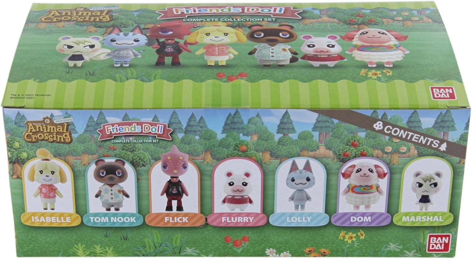 Bandai Shokugan CT551420 Animal Crossing: New Horizons Villager Wave 3 (Collectible Set of 7 Flocked 5.5cm Figures)