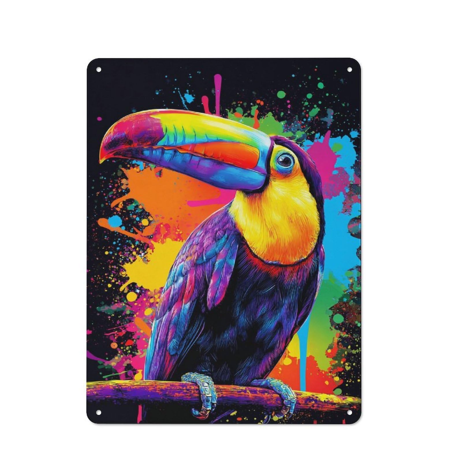 Junmoney Vibrant Toucan Artwork -3 Retro Metal Sign 40X30cm For Living Room Or Hallway, For Updating Living Room And Hallway After Moving