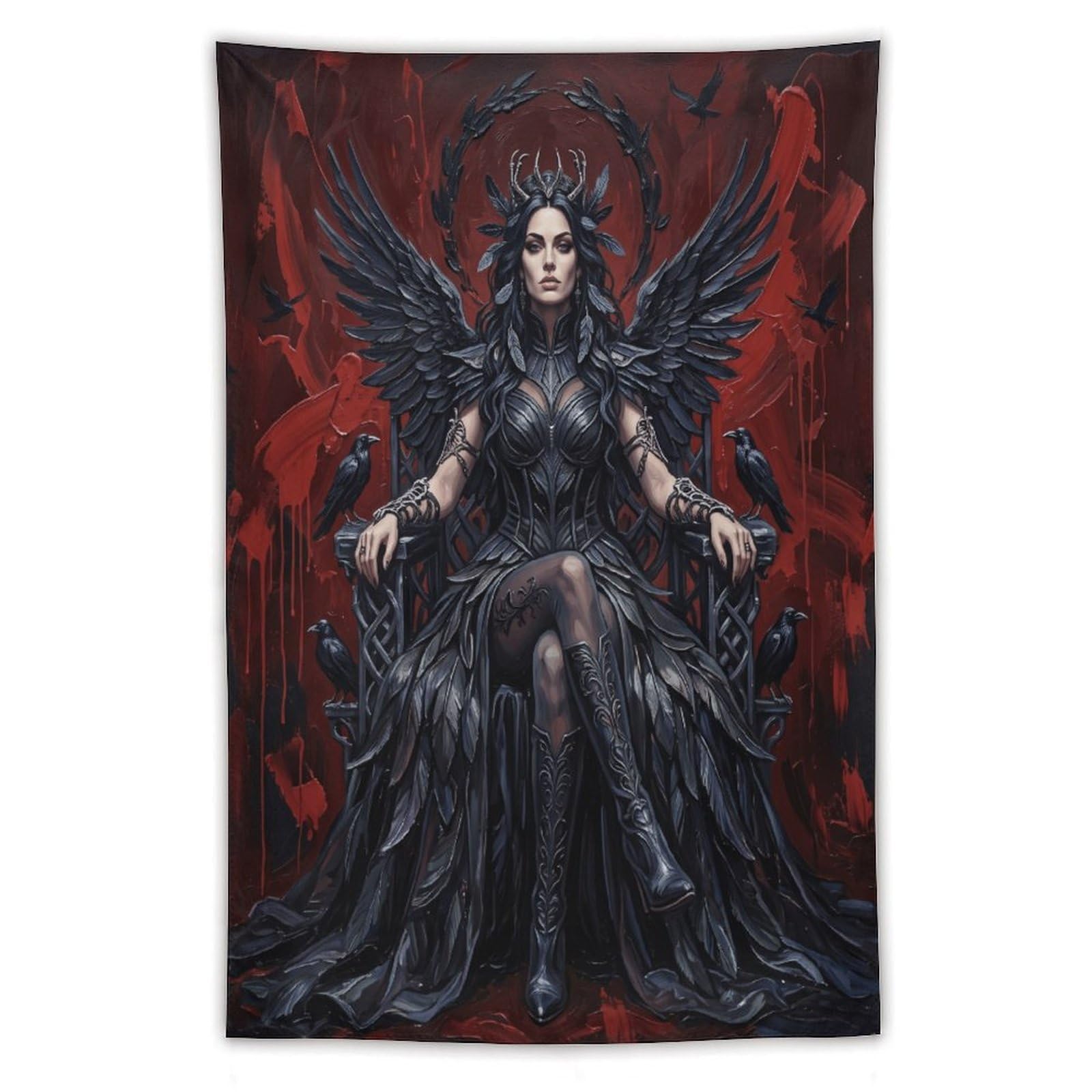 H3B8U2Y5 Raven Queen Red Throne Wall Tapestry, Ceiling Hanging