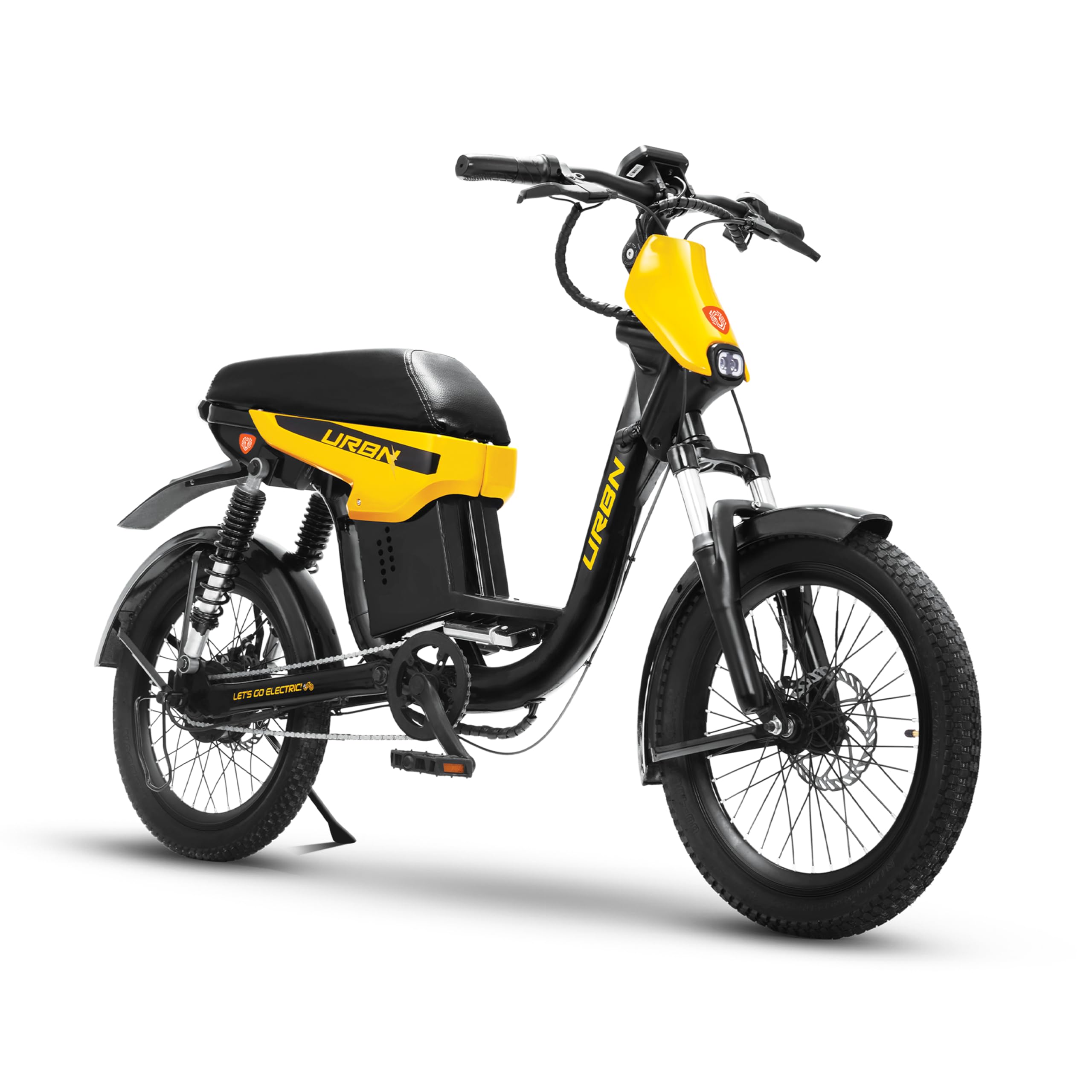 Motovolt URBN Electric Bike | 105 Km Range (Pedal Assist) | Standard Long Range | Removable Li-Ion Battery | BLDC Motor (Mustard Yellow)