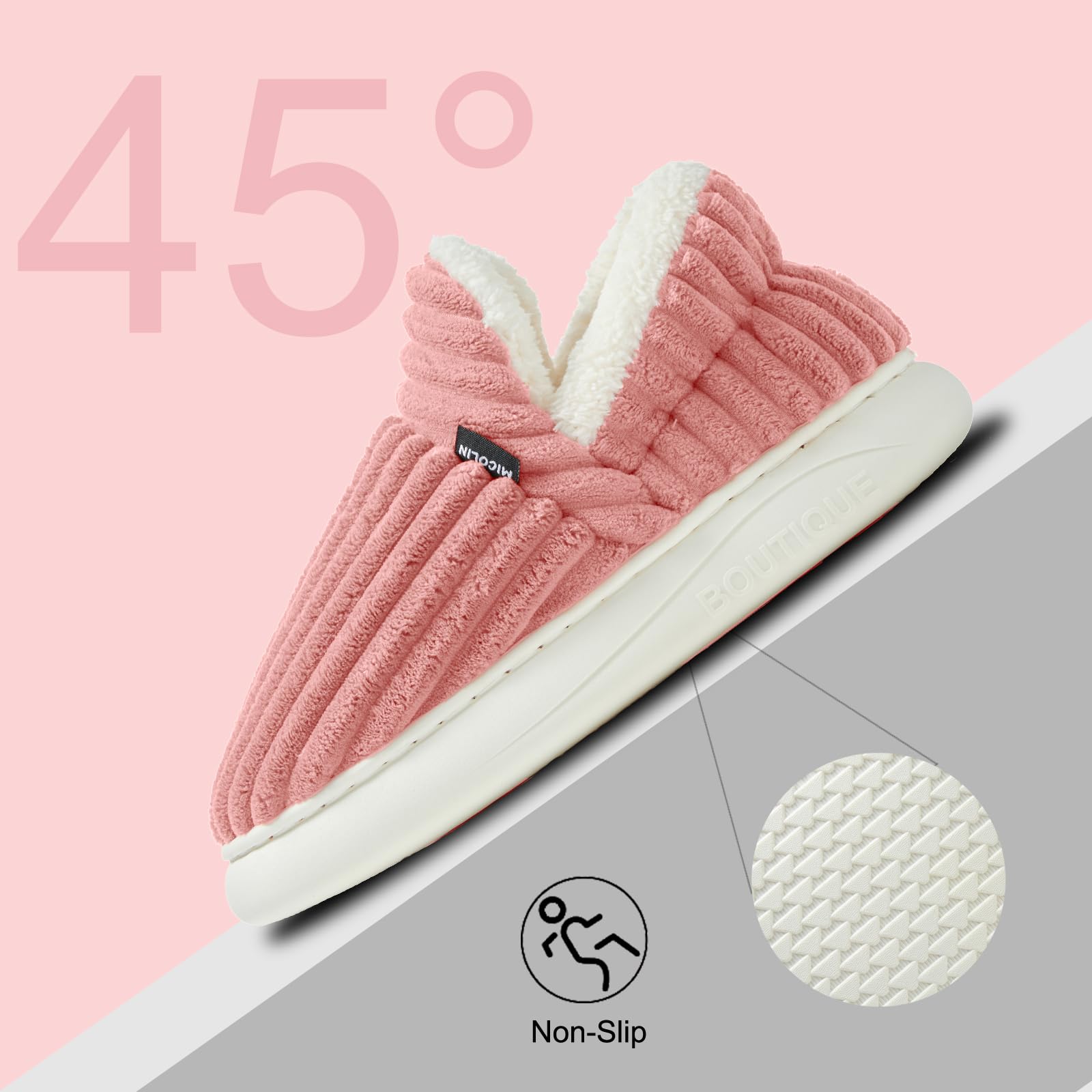 Donpapa Chaussons Femme Homme Hiver Chaud Pantoufles Confortable Fermé Peluche Fourrure Antidérapantes Mousses à Mémoire Intérieur et Extérieur