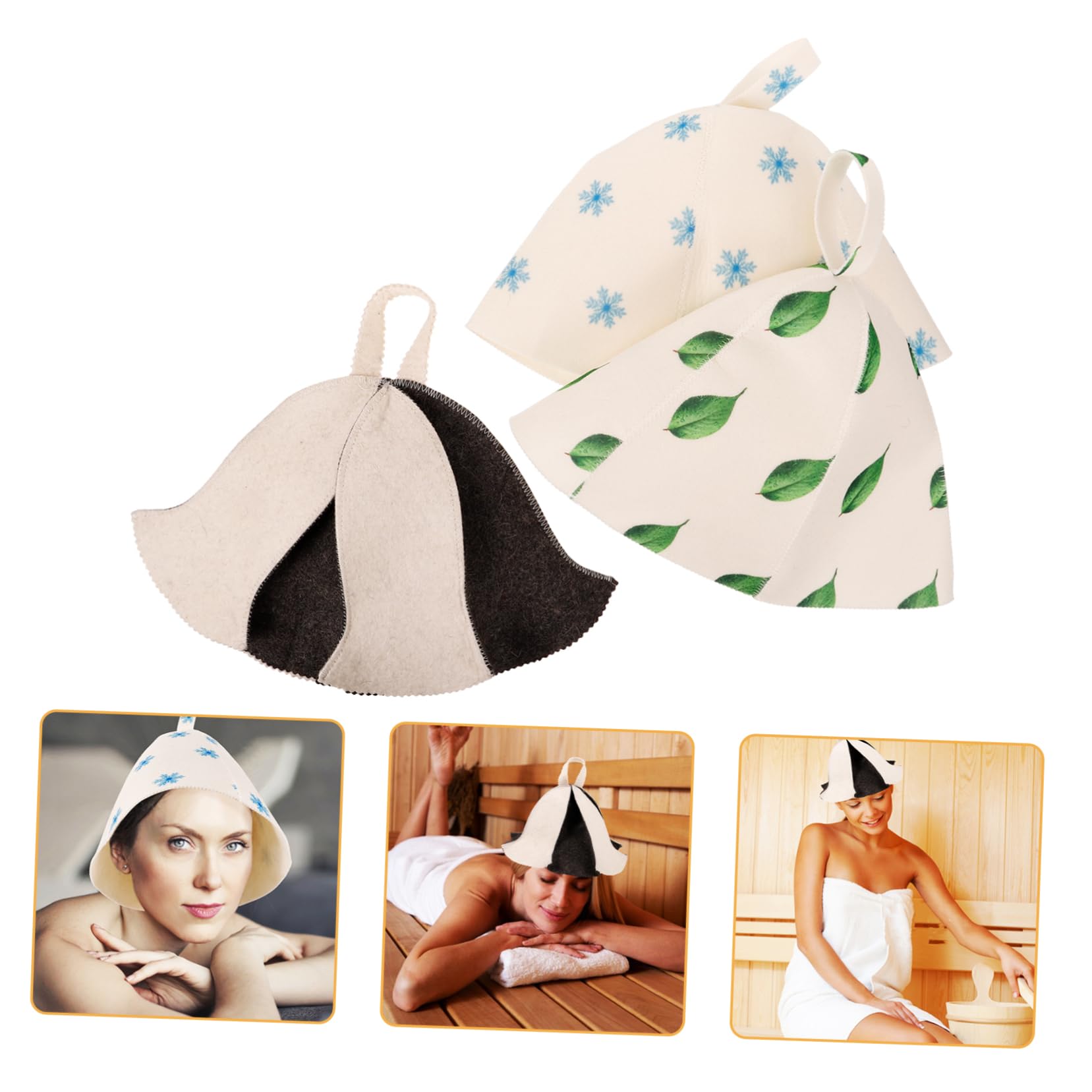 Healeved 15piezas Gorro De Sauna De Fieltro y Absorbente Accesorios De Baño Transpirables para Ducha y Sauna Diseño Cómodo para Mujeres Fabricado Materiales De Fieltro Estable