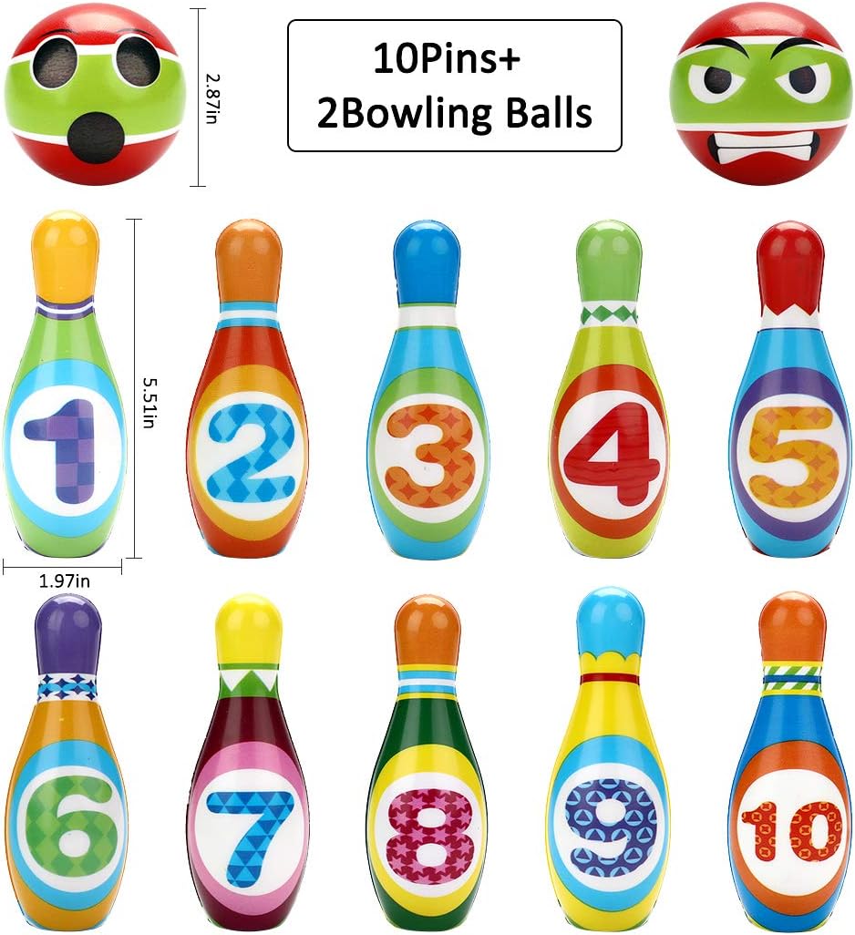 ZOYLINK 12PCS Kids Bowling Set Developmental Bowling Game Bowling Pin