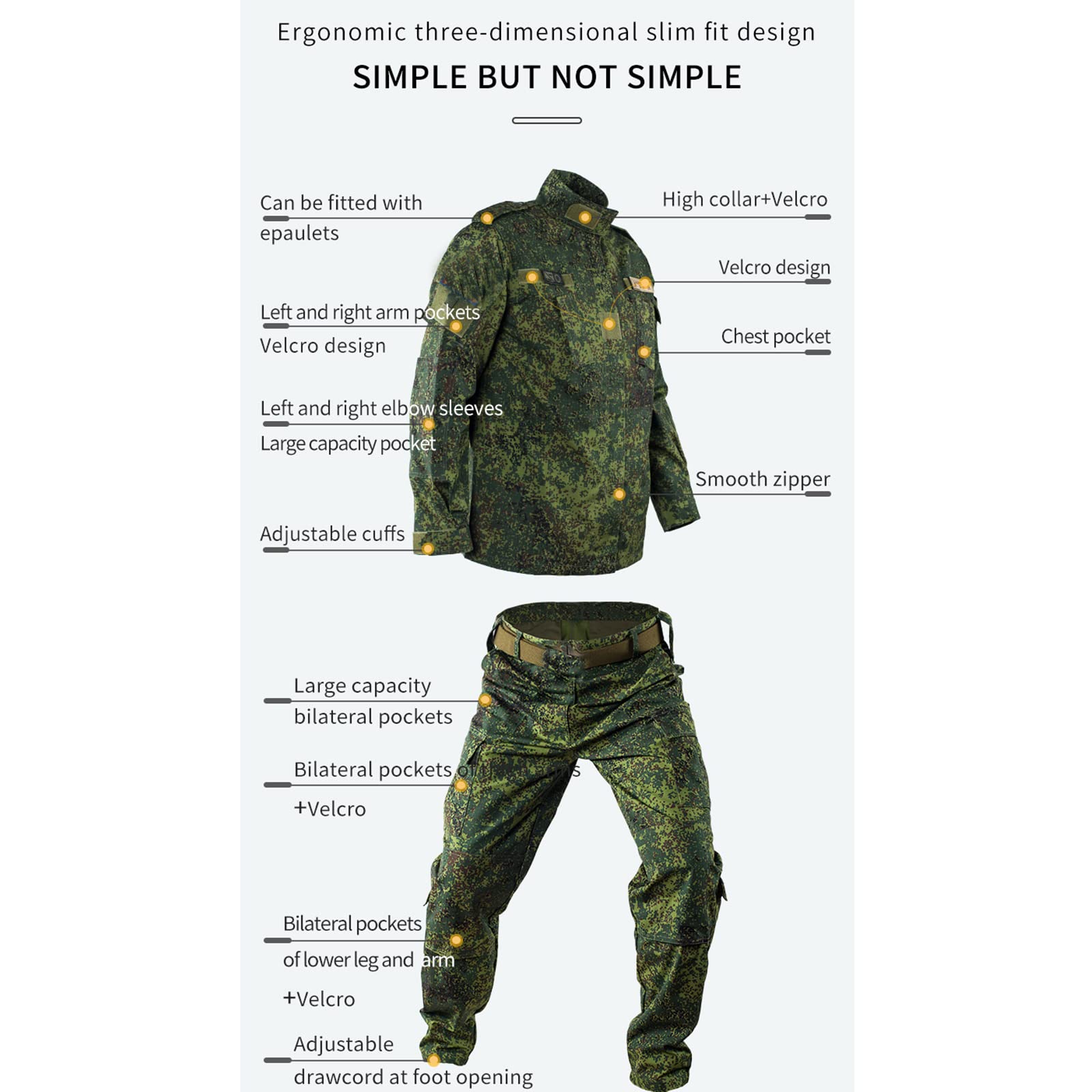 Costumes de combat militaire camouflage pour homme, équipement tactique pour homme, vêtements d'extérieur pour l'hiver, le travail de l'armée.