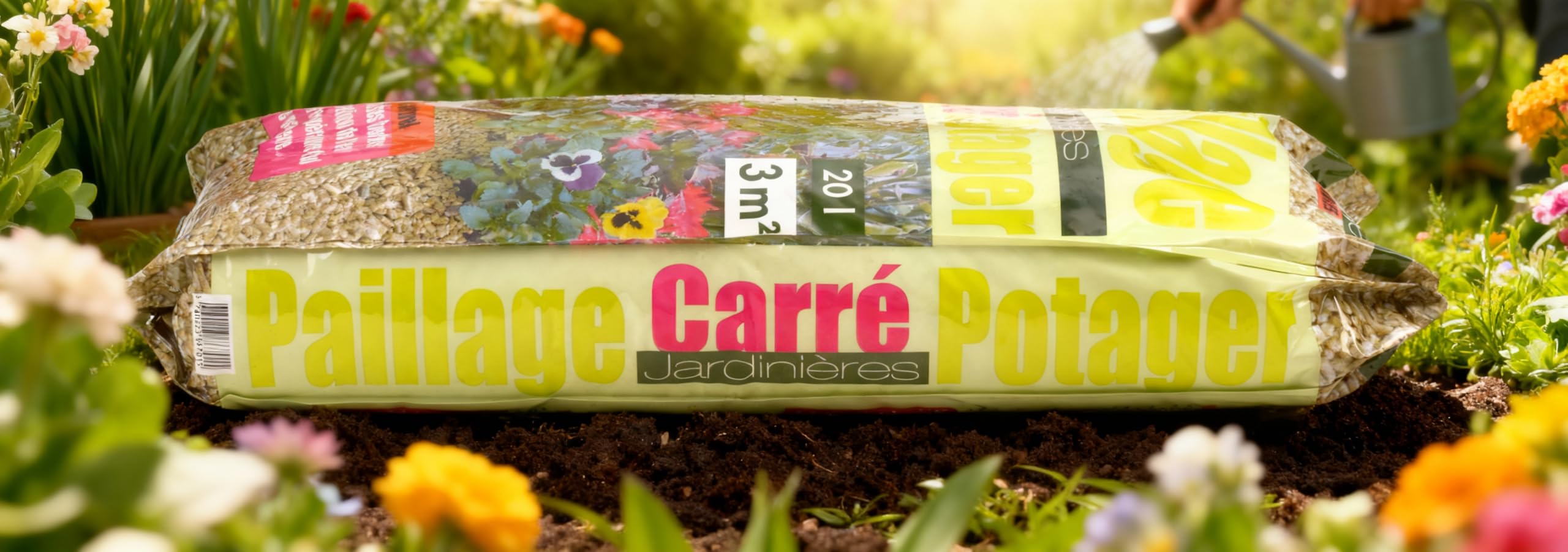 Générique Paillage carré Potager® – Paille défibrée de Roseau 20L – Paillis Naturel pour Jardin, Anti-limaces, protège Racines, Limite Les Mauvaises Herbes et économise l'eau