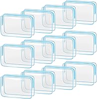 Vista 20 de TISRATOK 12 bolsas de maquillaje transparentes para mujer con cremallera, bolsa de aseo aprobada por la TSA, bolsa de cosméticos a granel para Blanco