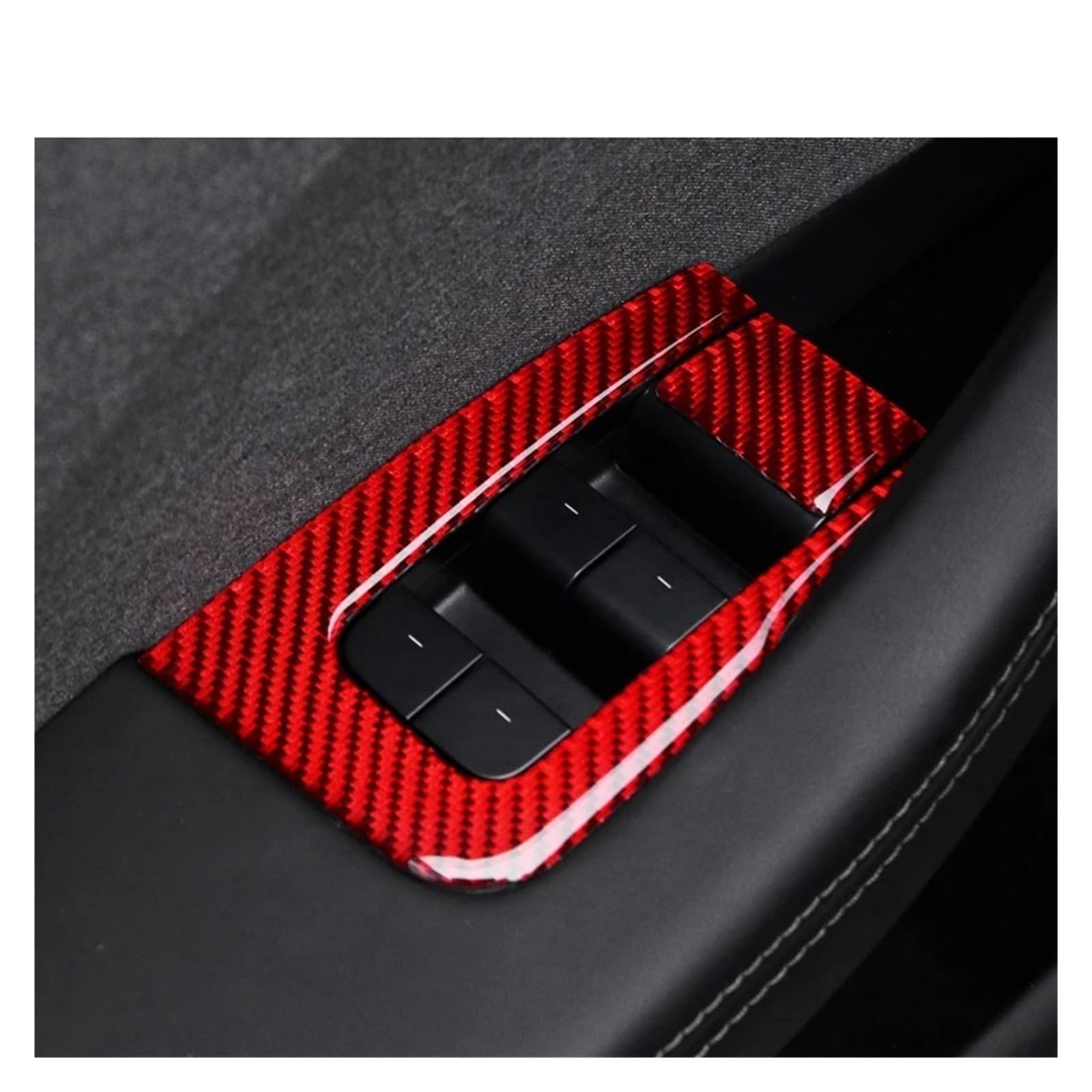Naklejka na panel podnośnika szyby, naklejki z włókna węglowego, akcesoria do wnętrza samochodu, kompatybilne z Tesla Model 3 Highland 2024- Model Y 3(Model Y Black RHD)