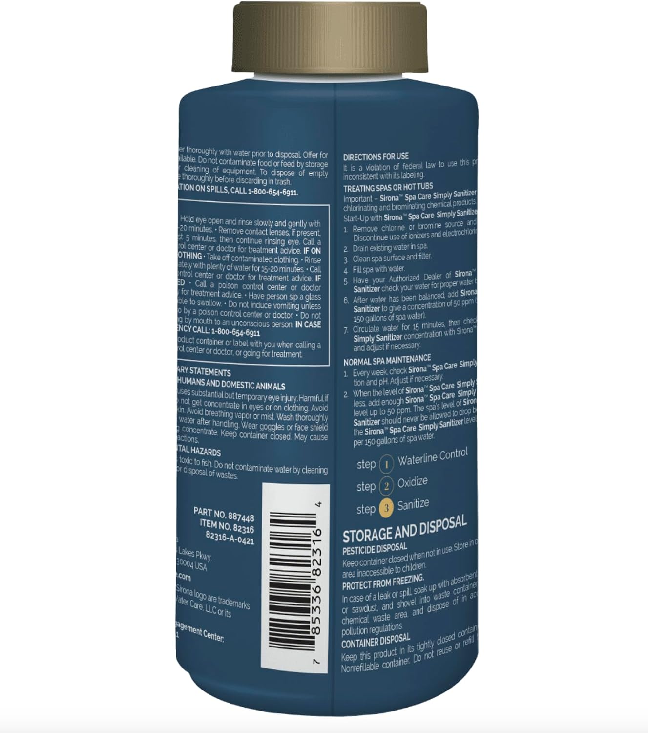Sirona Simply Sanitizer 16 fl oz – 82317 – Chlorine-Free Biguanide Spa Sanitizer – Gentle, Long-Lasting Spa Water Care – Includes My Garden Pool Scum Sponge, 7-in-1 Test Strip & Pool-IQ AI Assistant