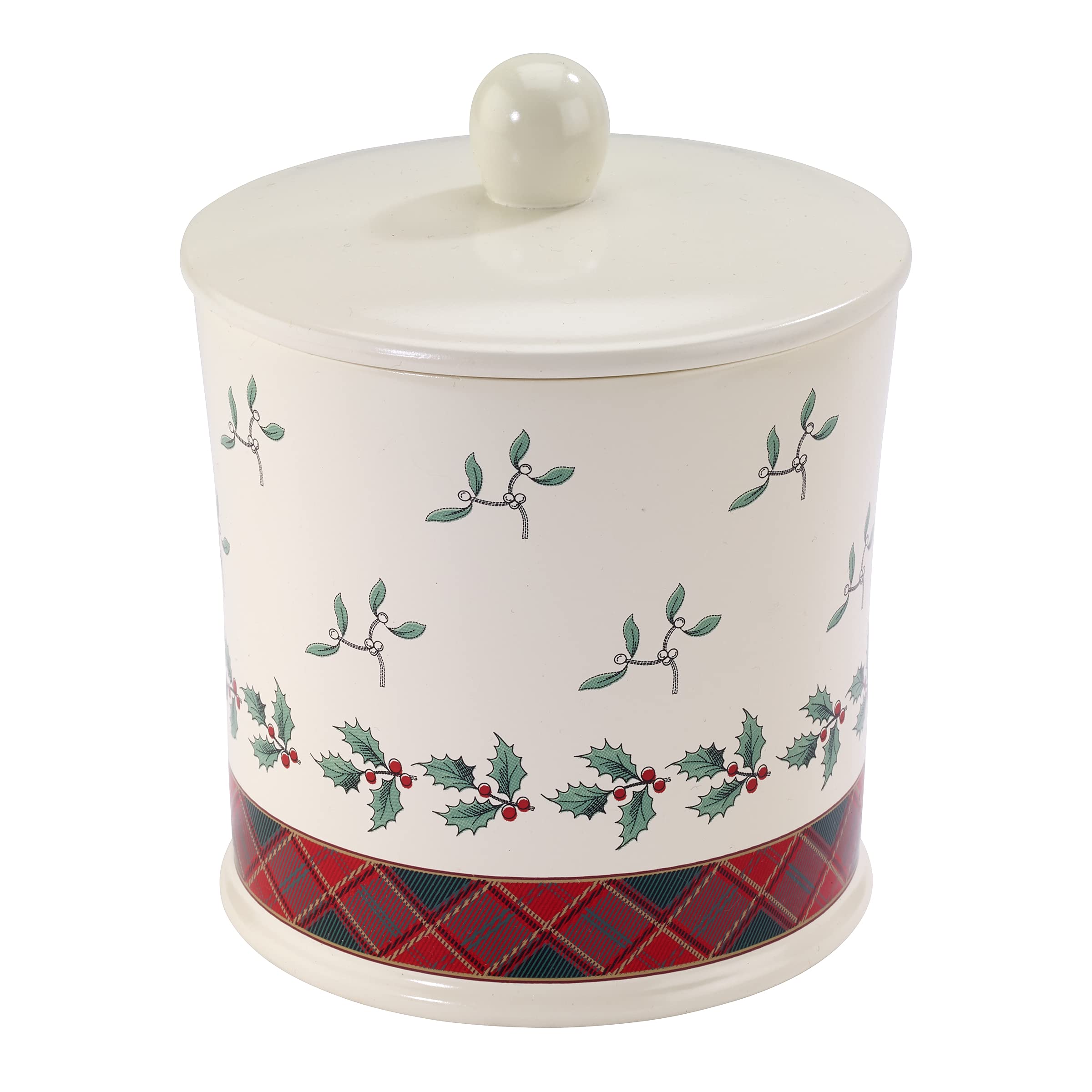 Spode - Covered Jar, Guest Bathroom Essentials, Holiday Home Decor (Spode Christmas Tree Tartan Collection)