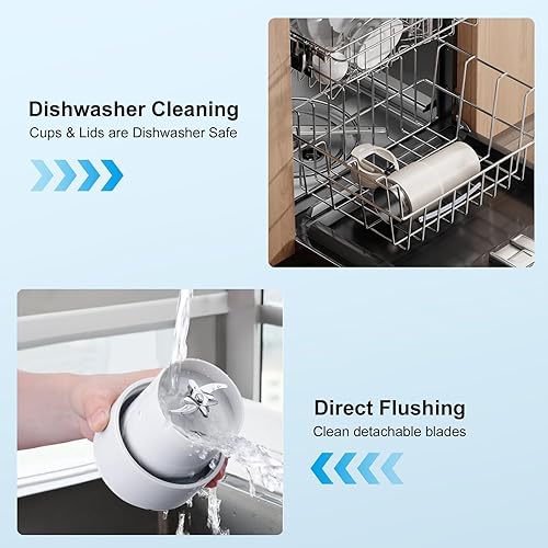 Miniatura 8 de Kawu Licuadora portátil, vaso de licuadora personal inalámbrica interior de acero inoxidable 316, grado alimenticio, batidora deportiva eléctrica de