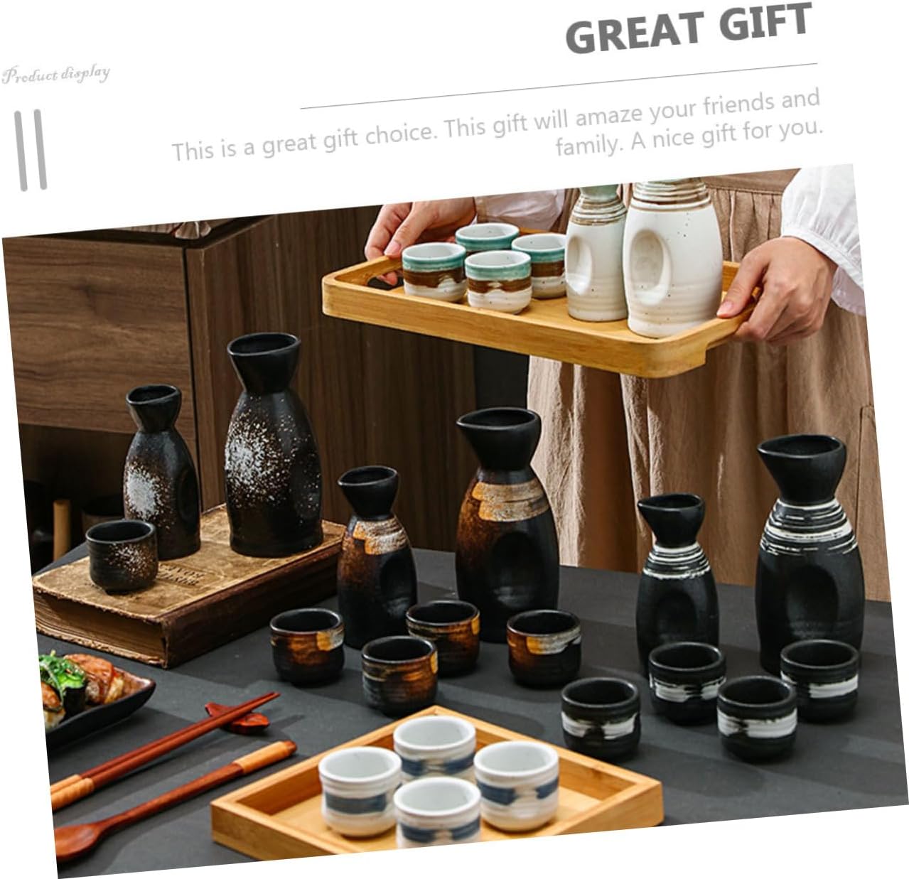 1 Set Sake Jug Set Japanese Style Sake Kettle Japanese Sake Jar Cups Kit Holder Decor Terrarium Container Sake Glasses Portable Wine Cups Sake Tea Vintage Ceramics,Colorful (Assorted Color)