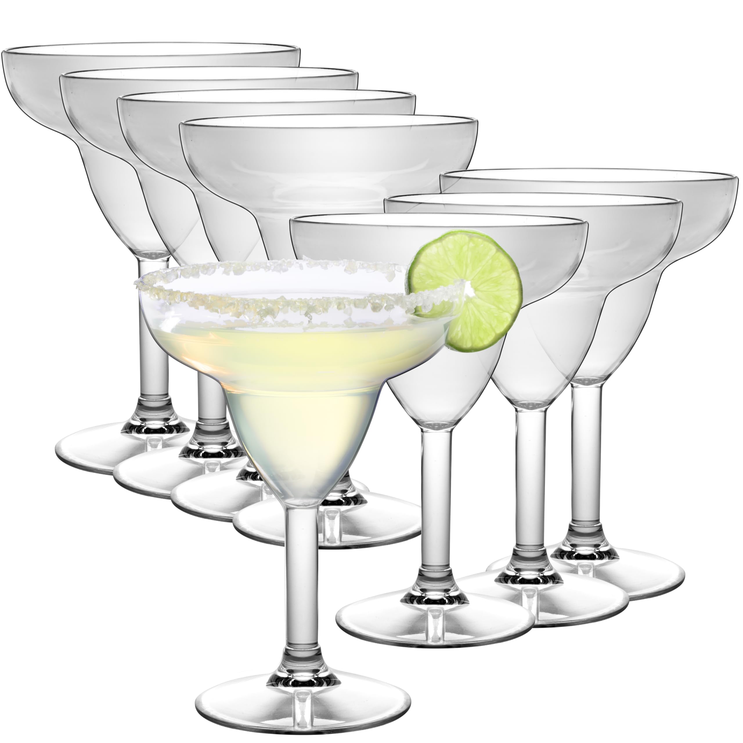 Unbreakable Margarita Glasses (Set of 8, 12 oz, 100% Tritan Glassware)- Reusable Shatterproof Drinkware for Tequila & Margs - Great for Hosting Parties - Great for Cinco De Mayo Celebrations