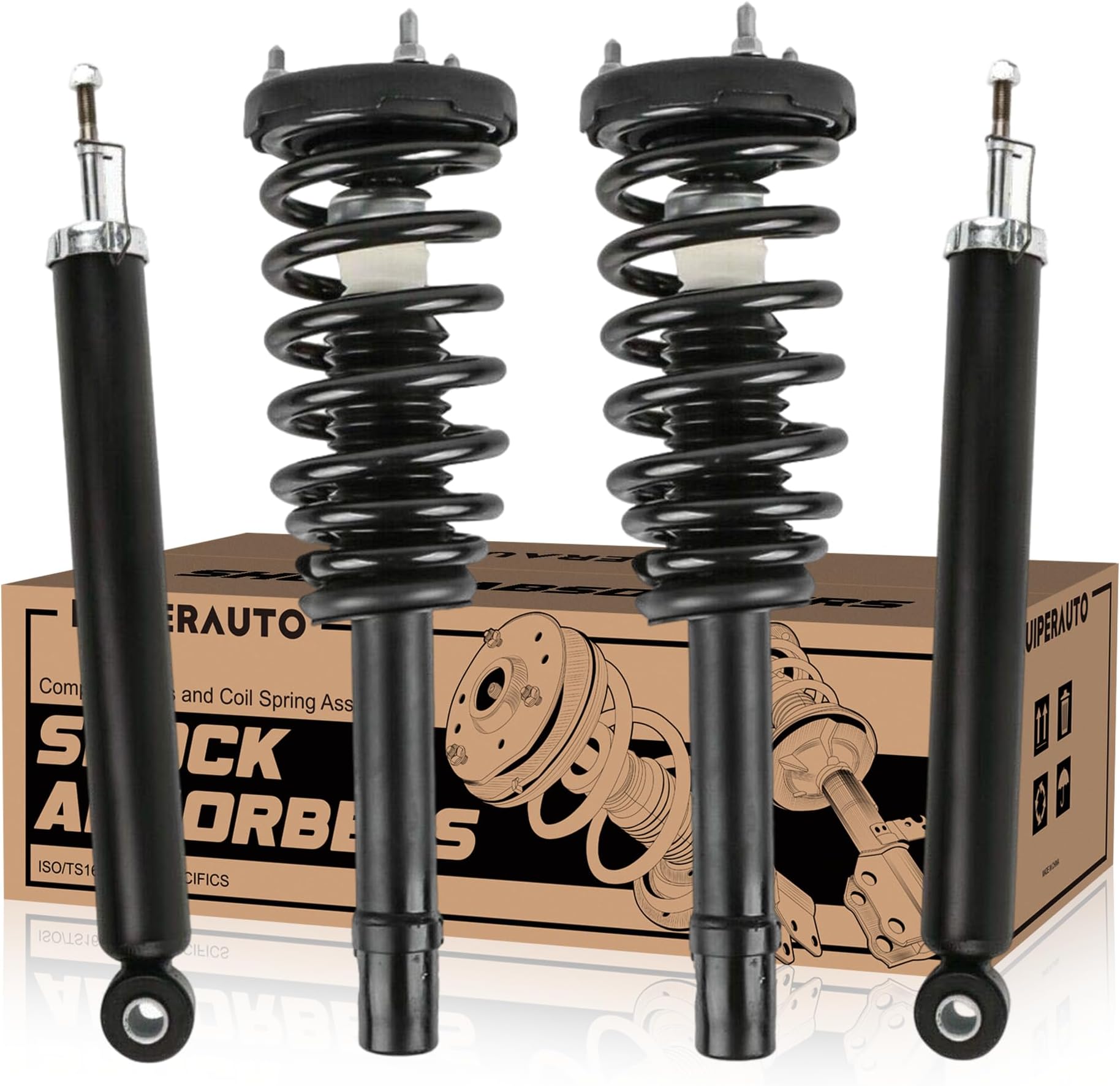 KUIPERAUTO 4PCS Rear and Front Struts Shocks Absorbers Compatible for 2006-2010 Hyundai Sonata Azera 172281 349060