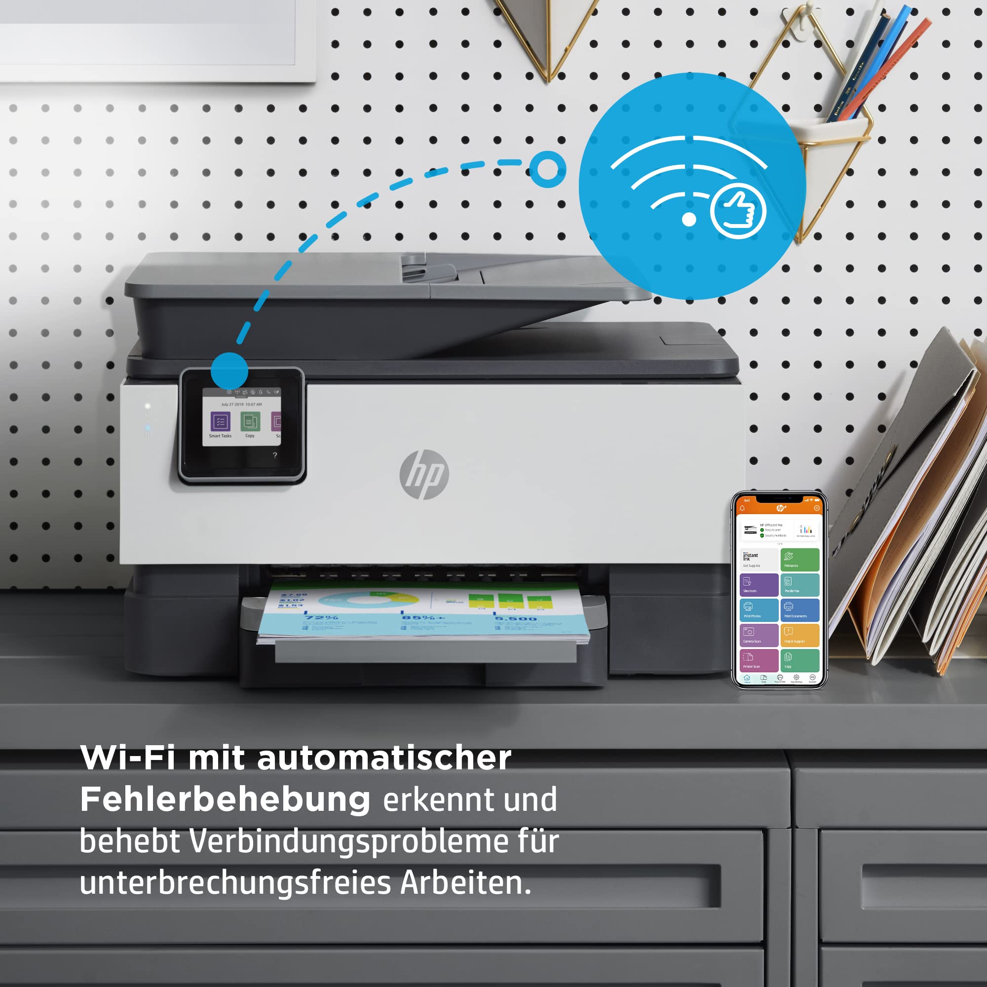 HP OfficeJet Pro 9012e Multifunktionsdrucker, 6 Monate gratis drucken Instant Ink inklusive, Drucker, Scanner, Kopierer, Fax, WLAN, LAN, Duplex, ePrint, Airprint, Basalt