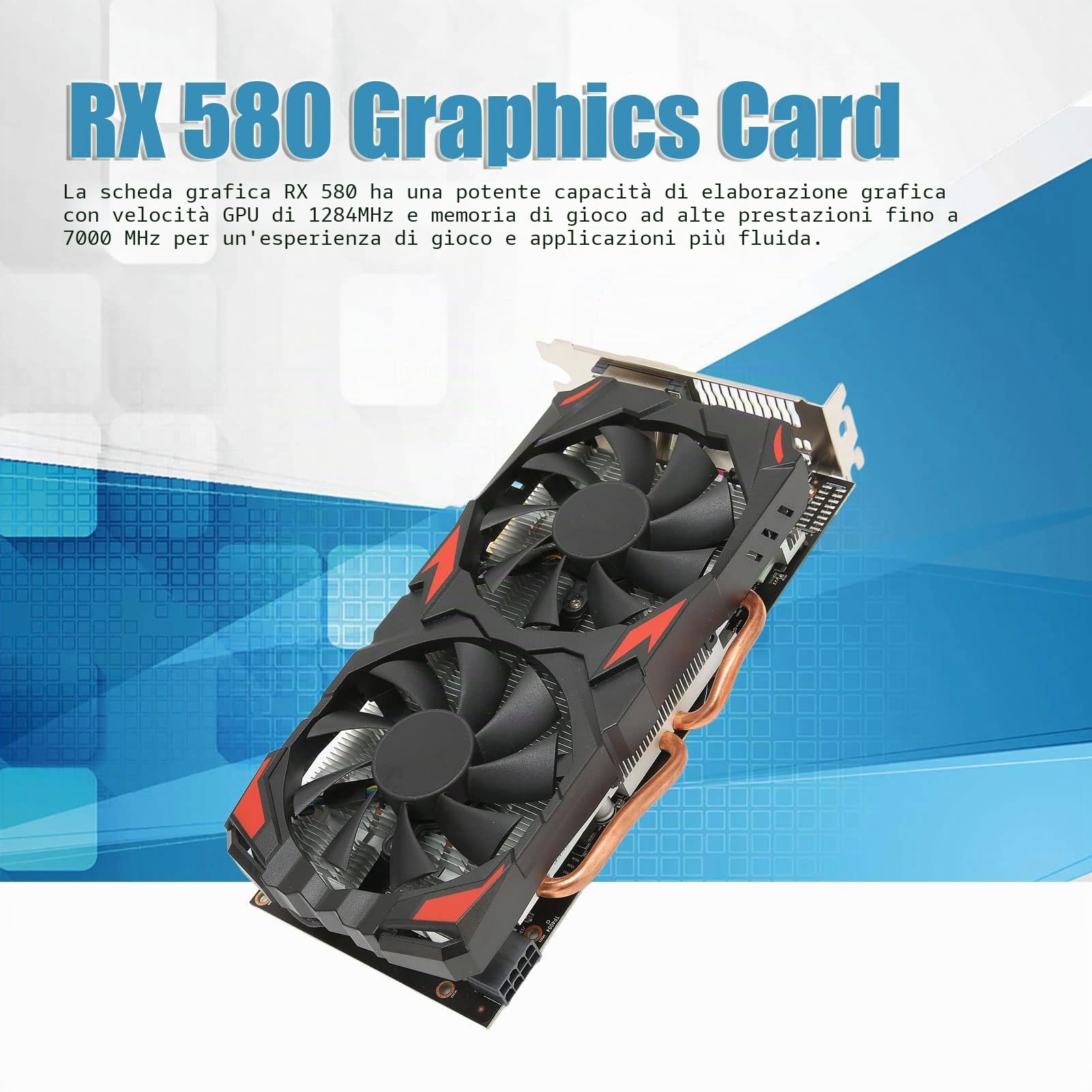 Scheda Grafica 580, Scheda Grafica GDDR5 da 8 GB 256 Bit con GPU 1284 MHz, 60 Hz 4K, PCI Express 3.0, 2 Ventole di Raffreddamento, Interfaccia DP HDMI DVI D
