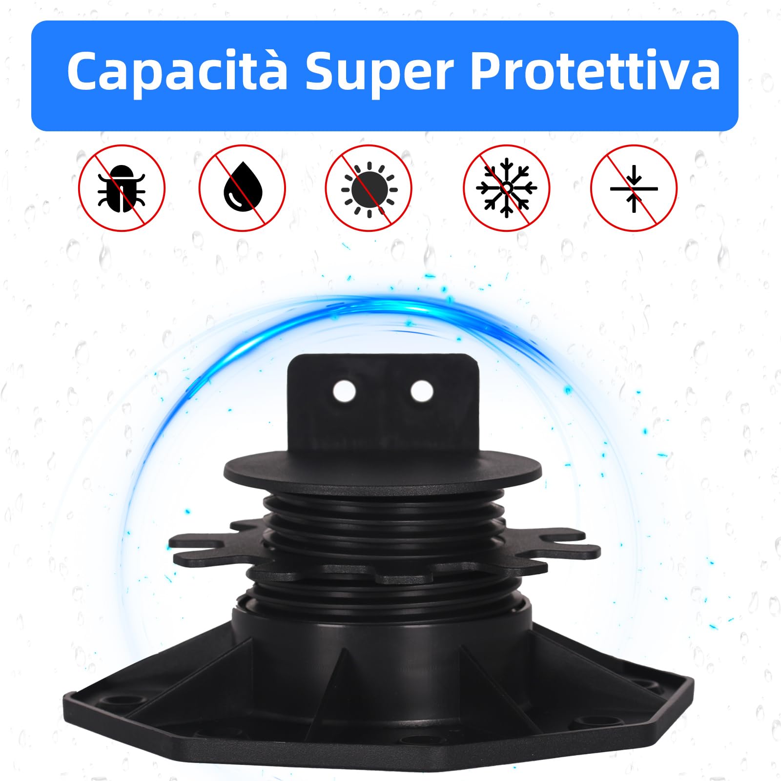 Set 24 Supporti Regolabili Pavimento, Supporto Regolabile per Assi da Terrazzo, Sottostruttura in Legno, WPC e Pietra, Altezza Regolabile 30-60mm