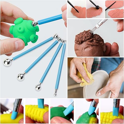 Miniatura 4 de Blisstime Arcilla seca al aire, kit de arcilla polimérica para manualidades, arcilla de modelado de 10 libras con 26 herramientas para bricolaje,