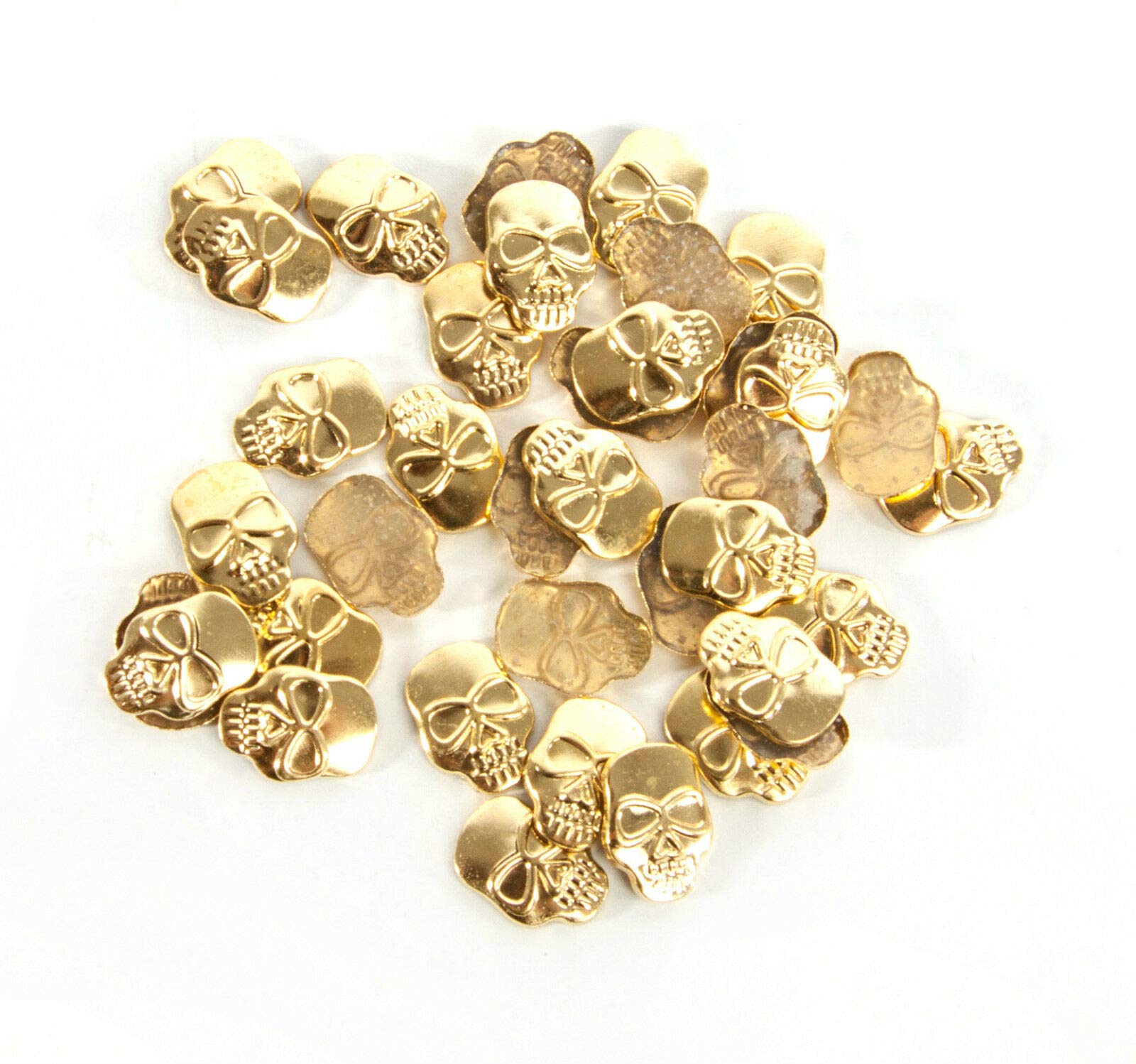 World Of Sparkles Gold Hotfix Iron On Skull Studs For Clothing Arts And Craft Fabric Leather Jewelry Making, 11.5Mm, - 50Pcs