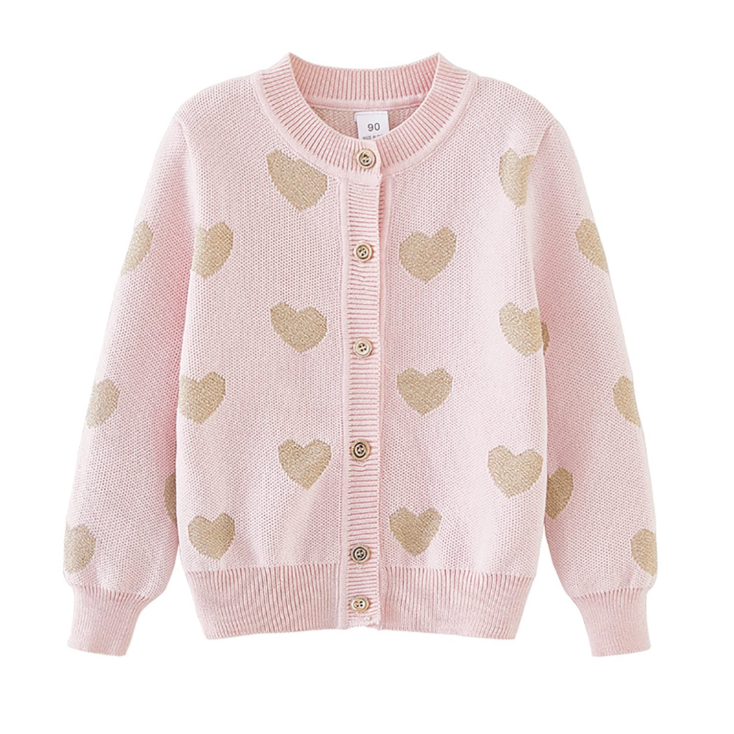Verve Jelly Cárdigan para niñas pequeñas, Abrigo de otoño, suéter de Punto con Botones y Estampado de Corazones, Chaqueta de Manga Larga para niños, Ropa de Abrigo