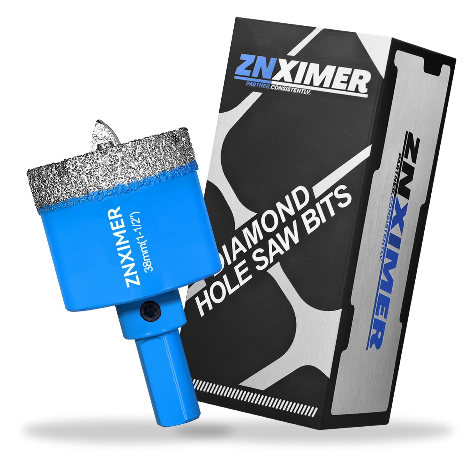 ZNXIMER Diamantbohrer Lochsäge - Diamant Fliesenbohrer 38mm mit Zentrierbohrer für Fliesen Porzellan Keramik Marmor Granit Trockenbohren