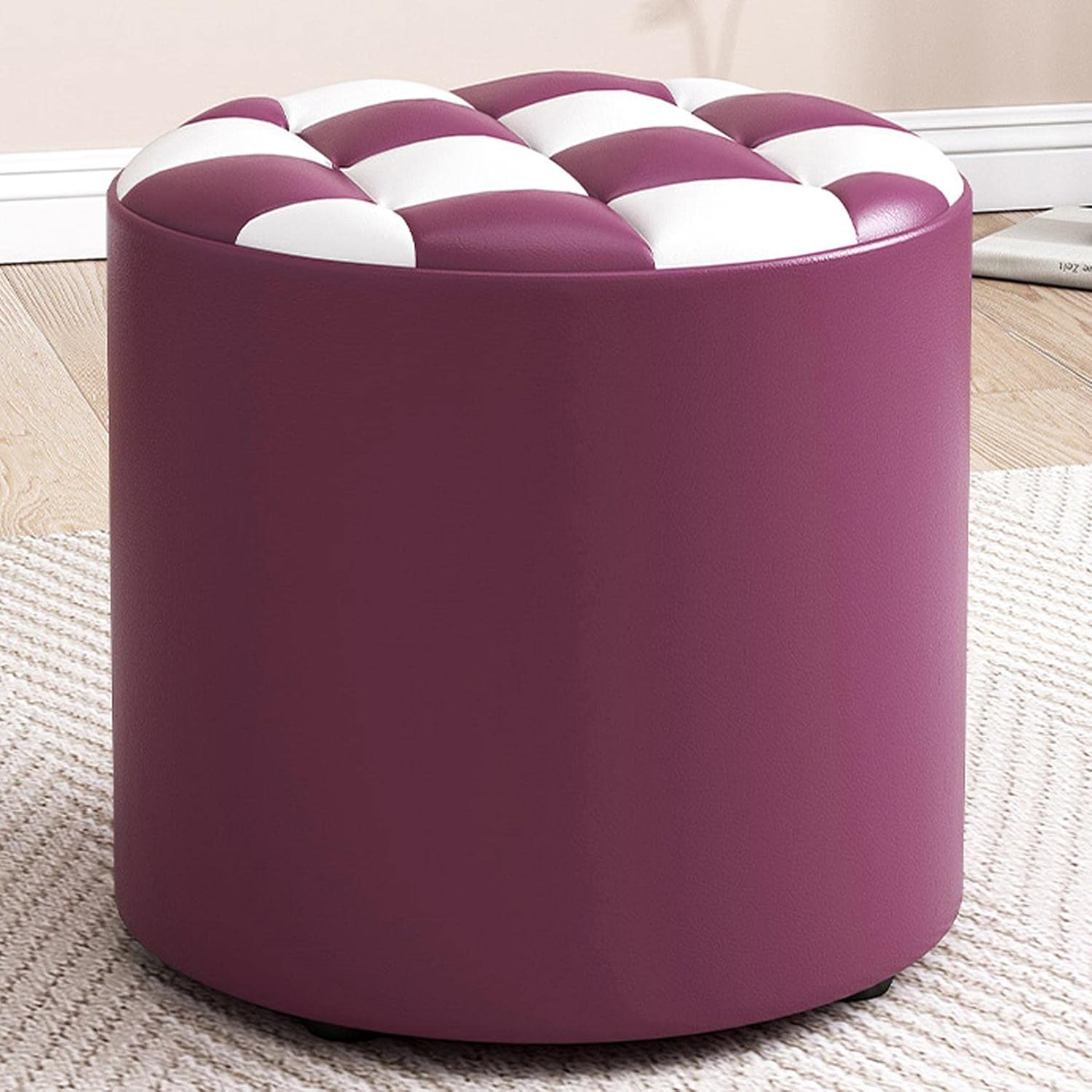 Amazon｜オットマン 靴を履き替える腰掛け Ottomans Foot Stool Round Footstool Leather