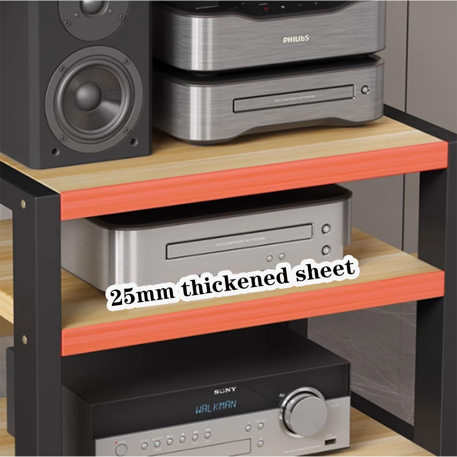 Nowoczesna szafka stereo 4-poziomowy stojak audio do salonu pokoju gier sypialni studia nagraniowego - stylowy sprzęt do przechowywania odtwarzacza multimedialnego na biurko