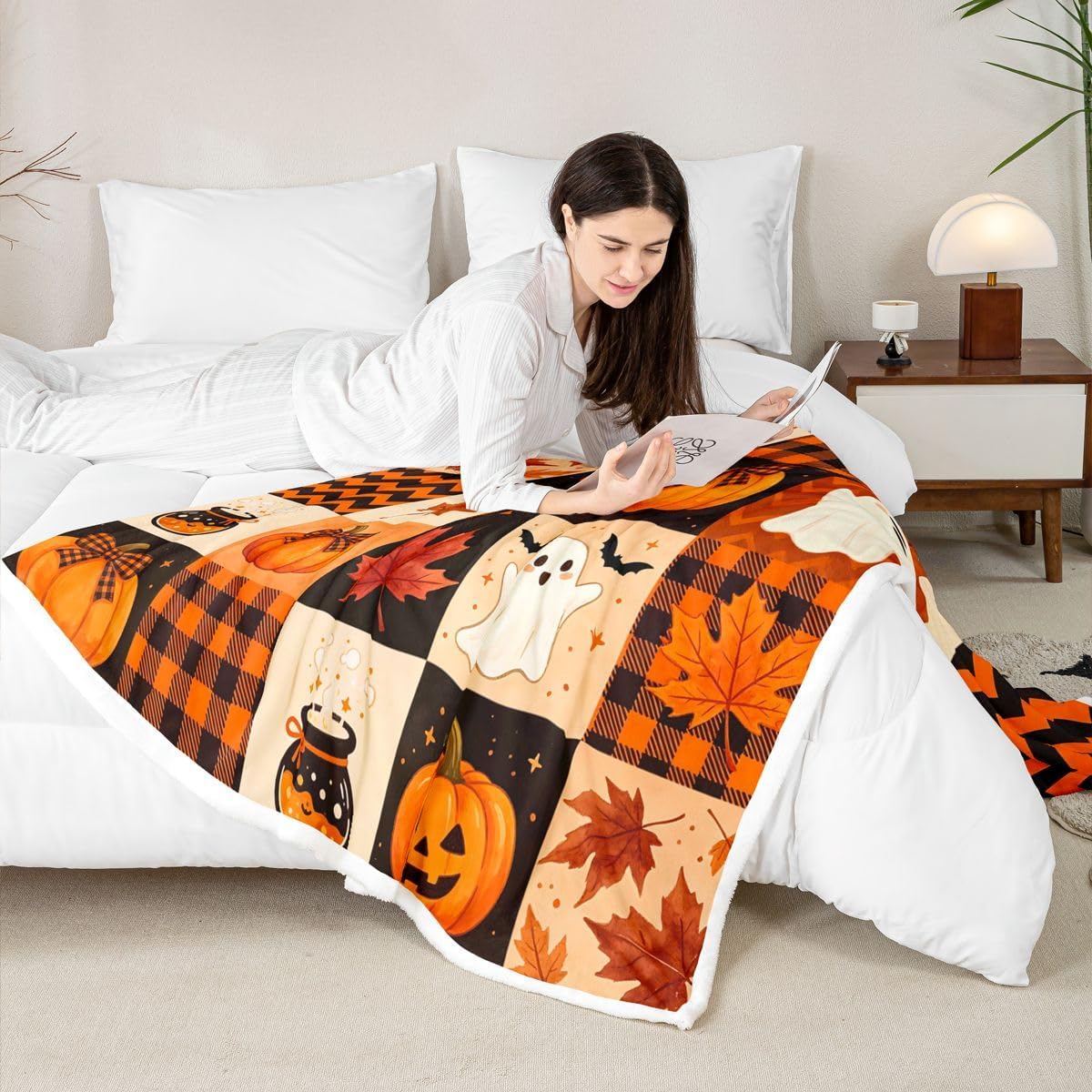 Homewish Patchwork Halloween Throw Blankets 40"×50" image 5