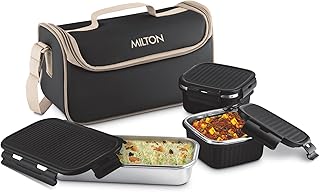 MILTON Lush Lunch Box I 1 Stainless Steel Container + 2 Microwave Safe - Cool Touch Body SS Container I BPA Free I Stylish... Price In India