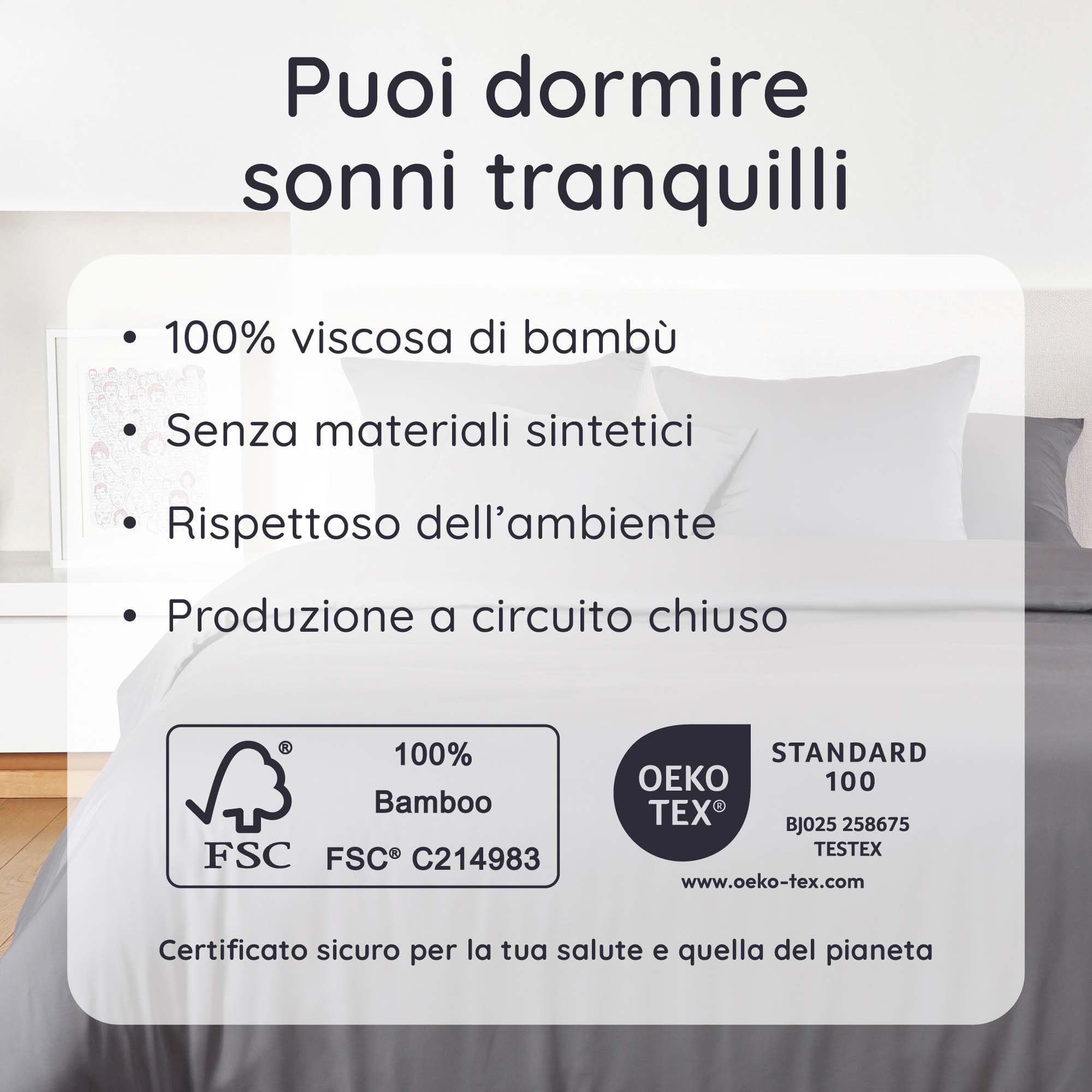 Bambaw Federe bambu 50x75 cm, Confezione da 2, Federe traspiranti e antibatteriche antiacaro, Federa rinfrescante cuscino per l’estate, Federa cuscino bambù certificata Oeko-Tex (Grigio scuro)