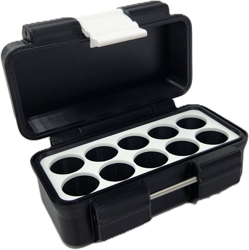 Estojo rígido para armazenamento de frascos de 3 mL Generic, preto e branco, com 10 compartimentos