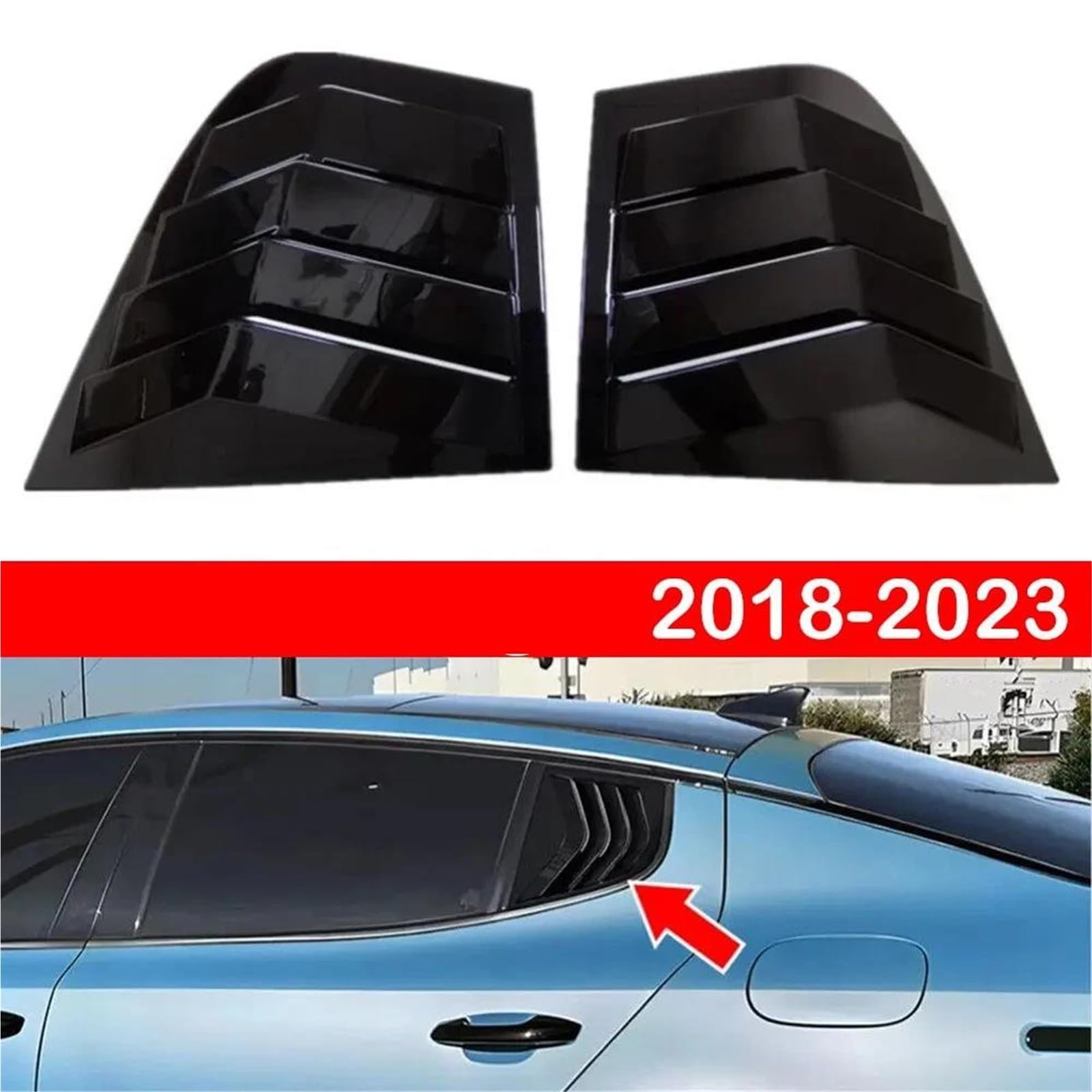 Spoiler Lunotto Posteriore Per Kia Per Stinger 2018-2023 Auto Posteriore Feritoia Finestra Laterale Della Copertura Dell'otturatore Trim Adesivo Vent Scoop ABS Canard Laterale Lunotto(Gloss Black)
