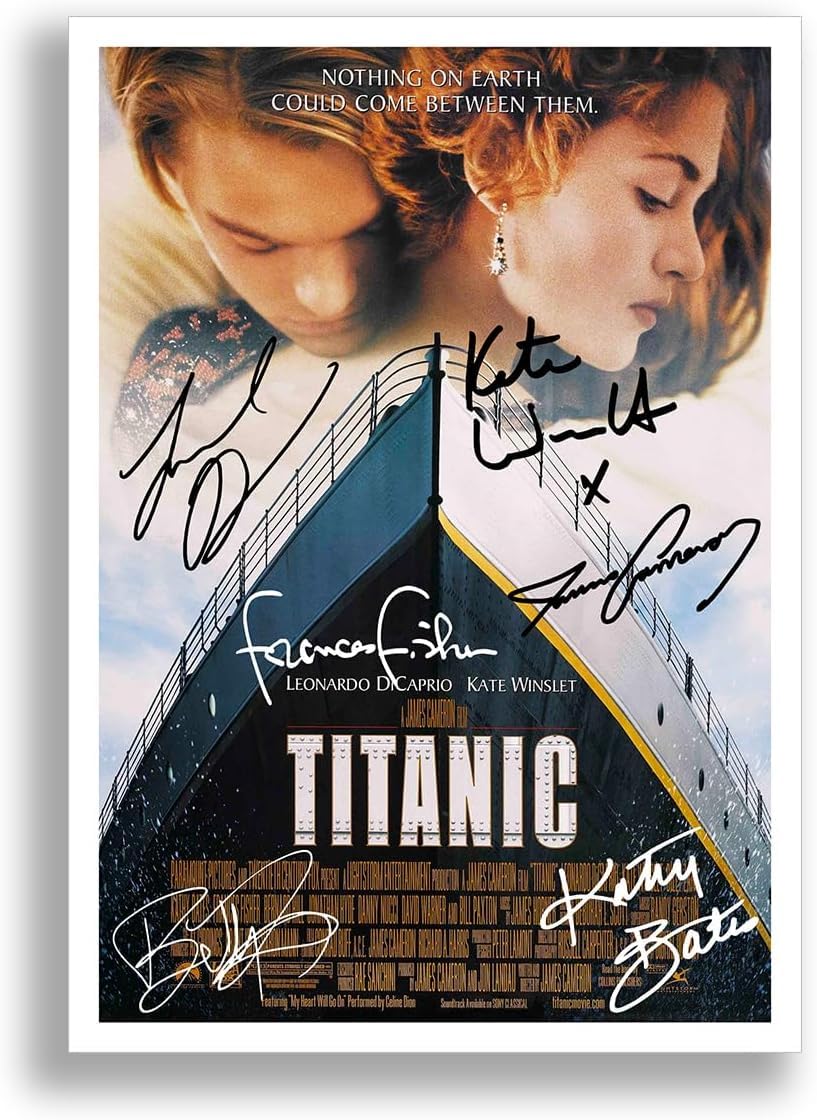 Titanic Leonardo DiCaprio, Kate Winslet Cast Signed A4 Poster Photo Print Framed Autograph Gift Movie Film (A3 POSTER ONLY)