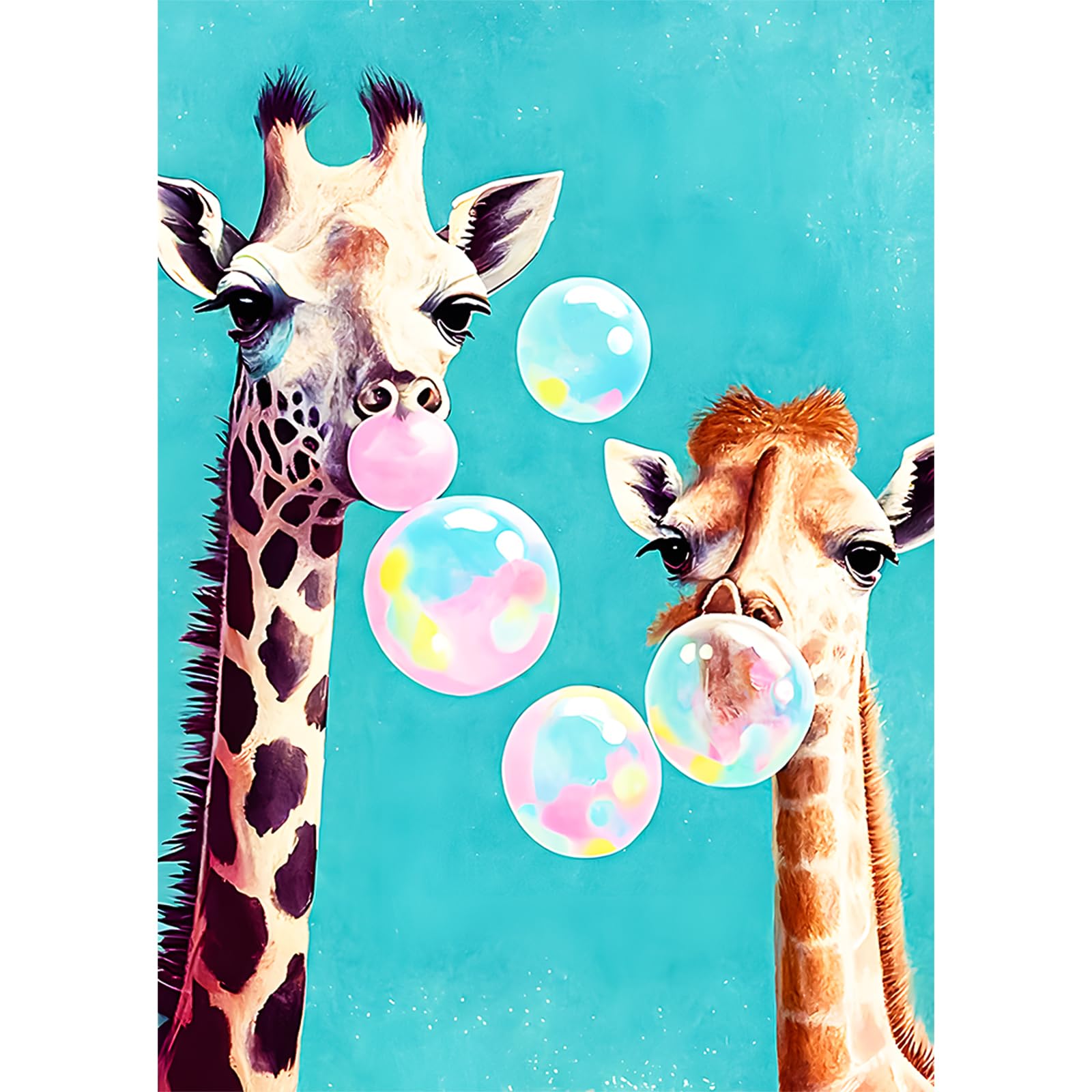 AIRDEA 5D Giraffes Colorful Bubble DIY Diamond Art Painting Kits, Full Drill for Adults Rhinestone Embroidery Crystal Arts Crafts, Canvas Painting by Numbers as Home Wall Decor 12x16inch