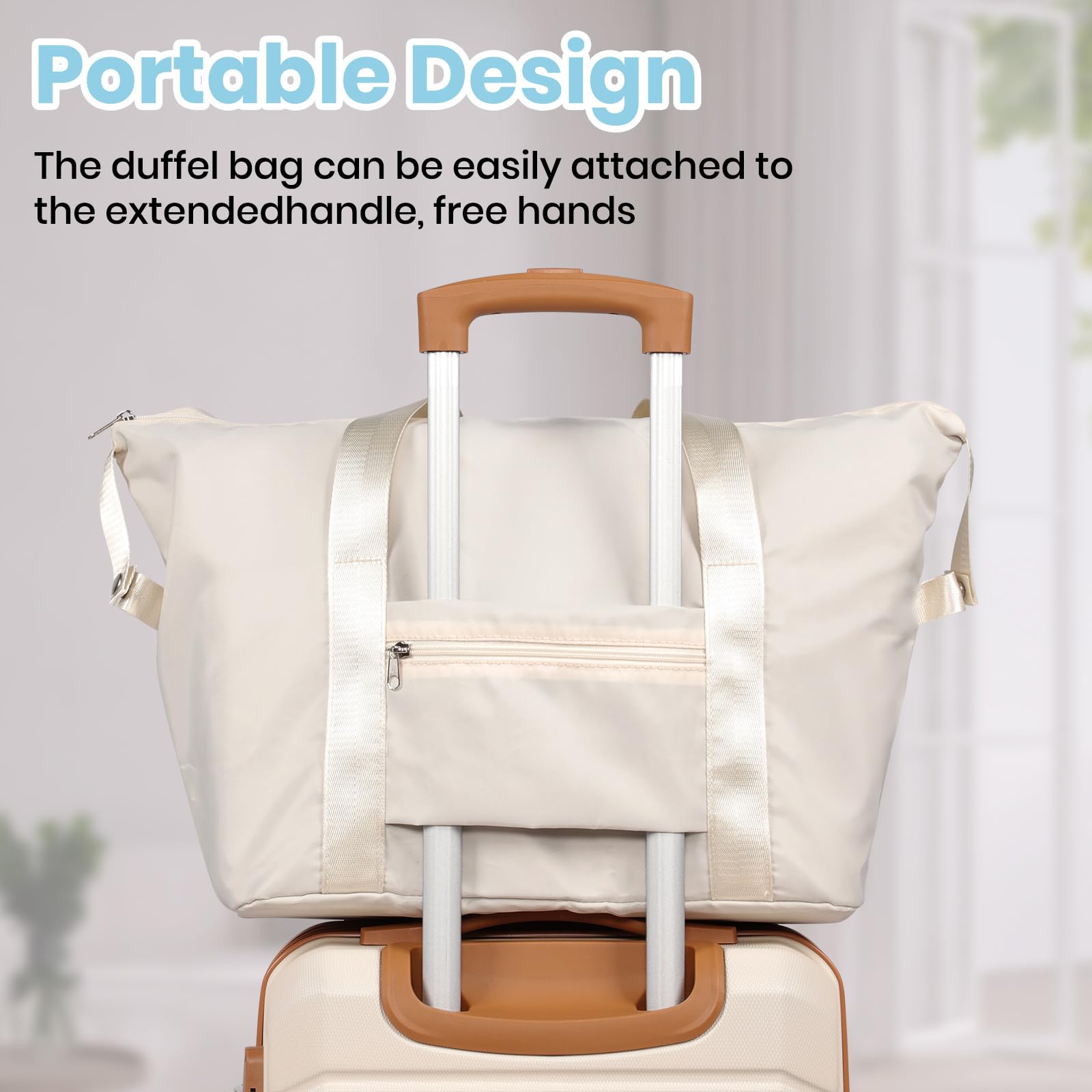H.yeed Ensemble de Valises de Voyage 3 Pièces, Valise Cabine Rigide Légère en ABS avec 4 Roues Pivotantes et Serrure TSA, 21" + Sac de Voyage et Trousse de Toilette, Blanc
