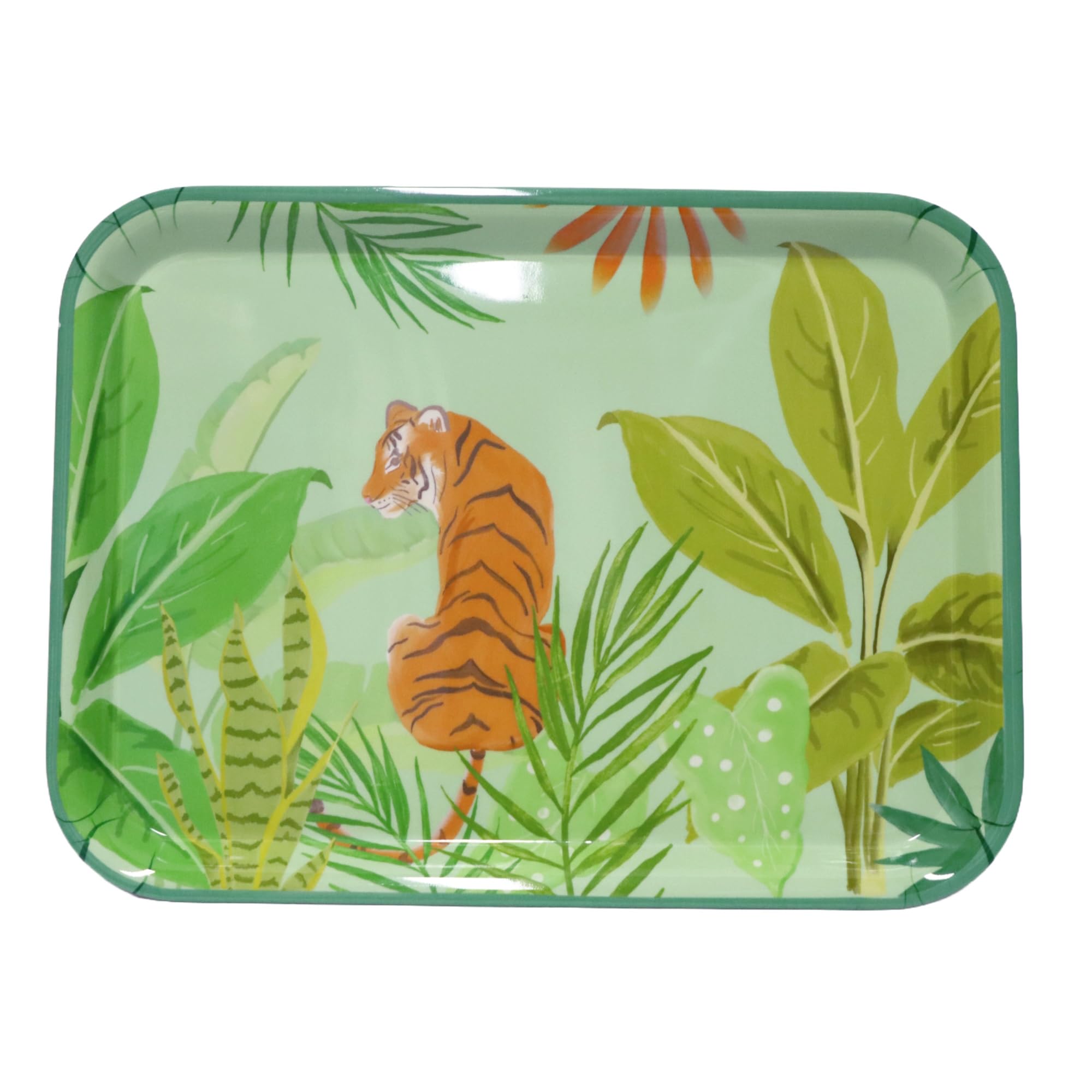 Peggy Wilkins Small Melamine Serving Tray – Tropical Nepal Design, Rectangular Reusable Food Serving Tray (34 x 26 cm) – Lightweight, Durable, Hand Wash Only