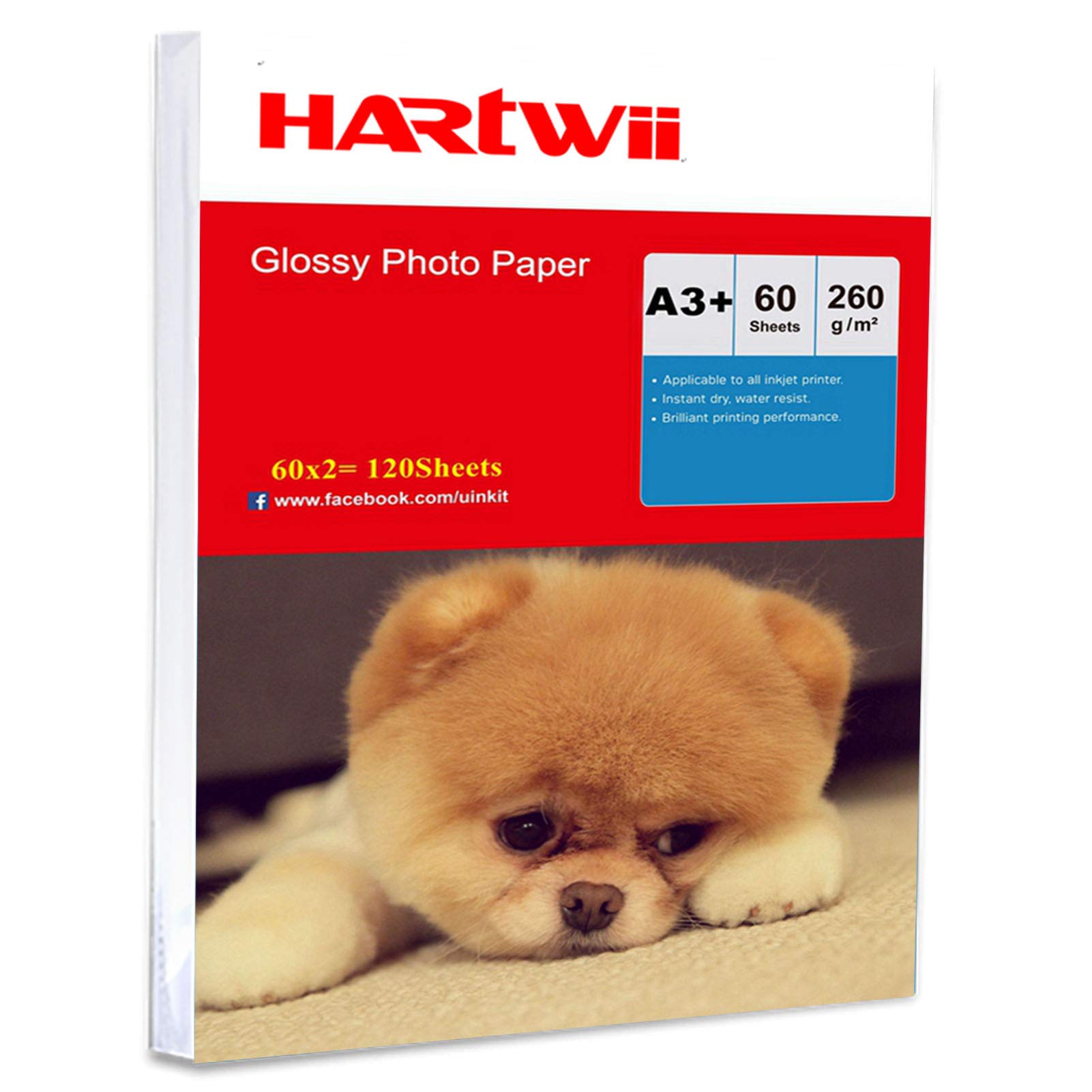A3+ gruby papier fotograficzny 330 x 483 mm wysoki połysk - 120 arkuszy A3 Plus papier atramentowy 13 x 19 bardzo biały błyszczący Hartwii