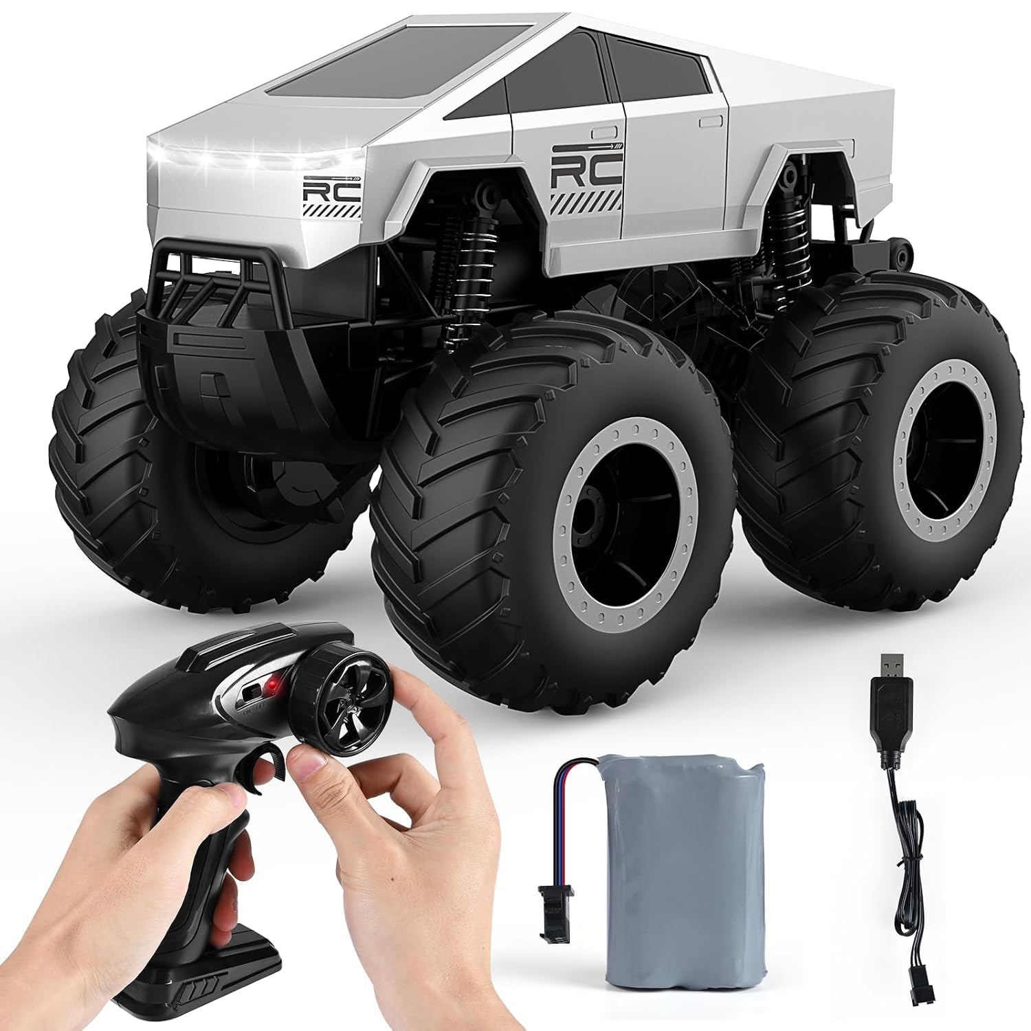 CROPDAK RC Cybertruck Toy Remote Control Car Off-Road Pick-Up Truck Waterproof RC Monster Truck 4Wd All Terrain Off Road 2.4Ghz RC Cars Gifts for Boys/Girls Ages 6+